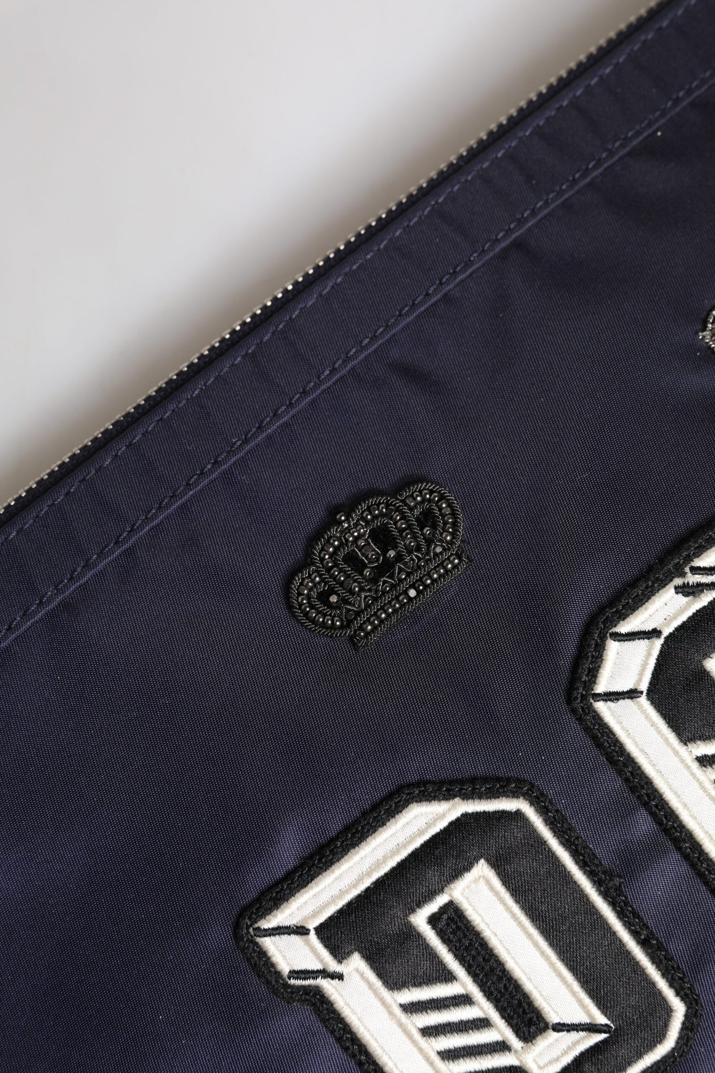 Dolce & Gabbana Blue DG Logo Patch Embellished Pouch Clutch Bag