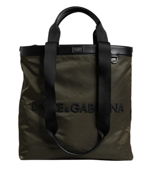 Dolce & Gabbana Military Green Nylon Shoulder Strap Tote Bag