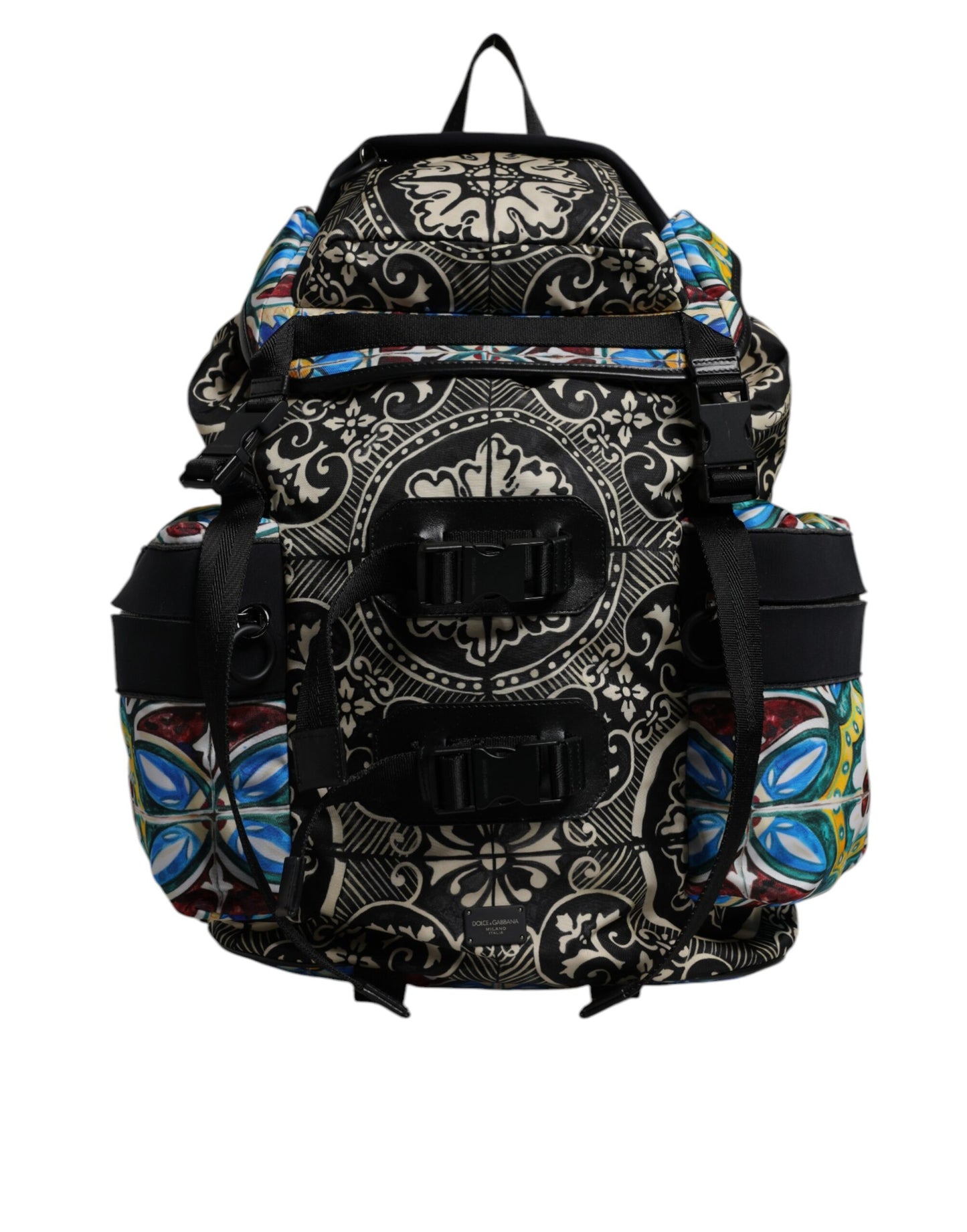 Dolce & Gabbana Multicolor Maiolica Print Nylon Backpack Bag