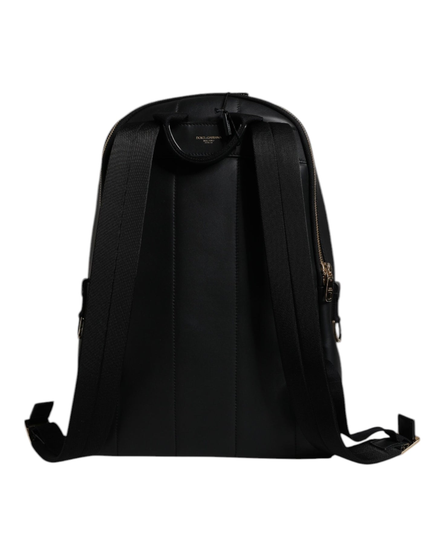 Black DG Leather Logo Print Travel Back Pack Bag
