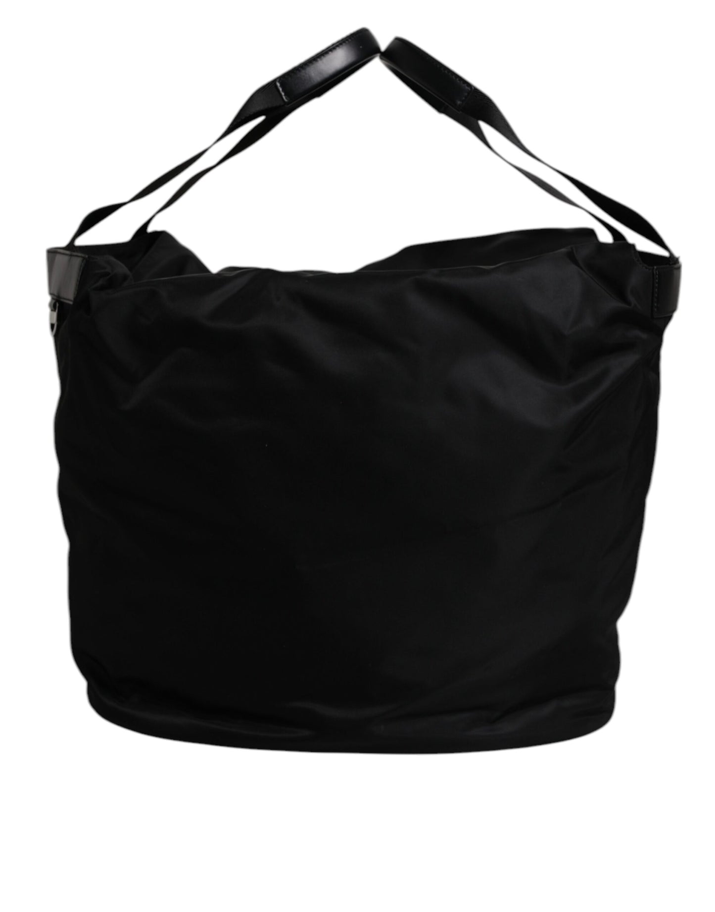 Dolce & Gabbana Black Nylon White Iconic Logo Shoulder Bucket Bag