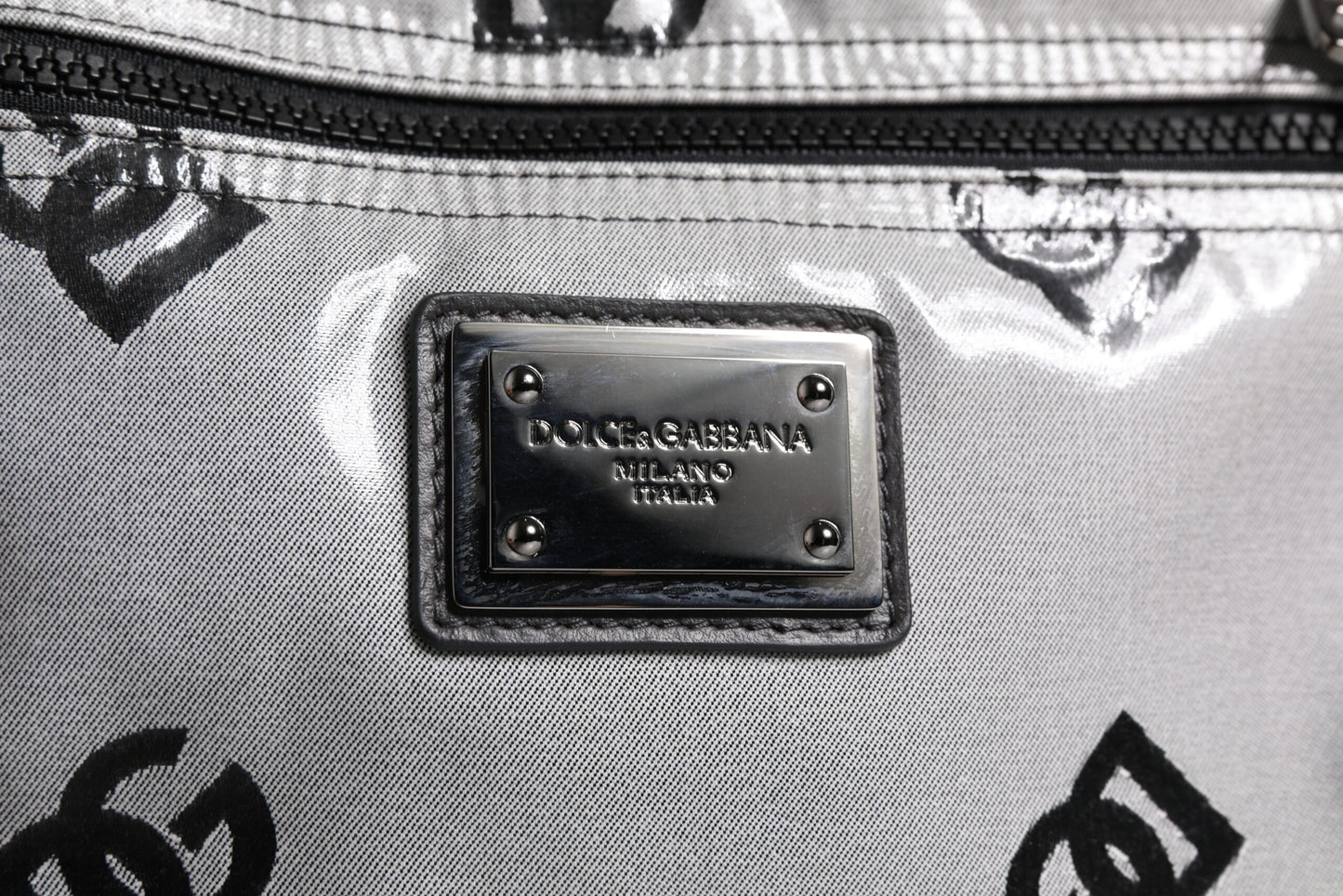 Polyester Gray Black DG Logo Plaque Backpack Bag