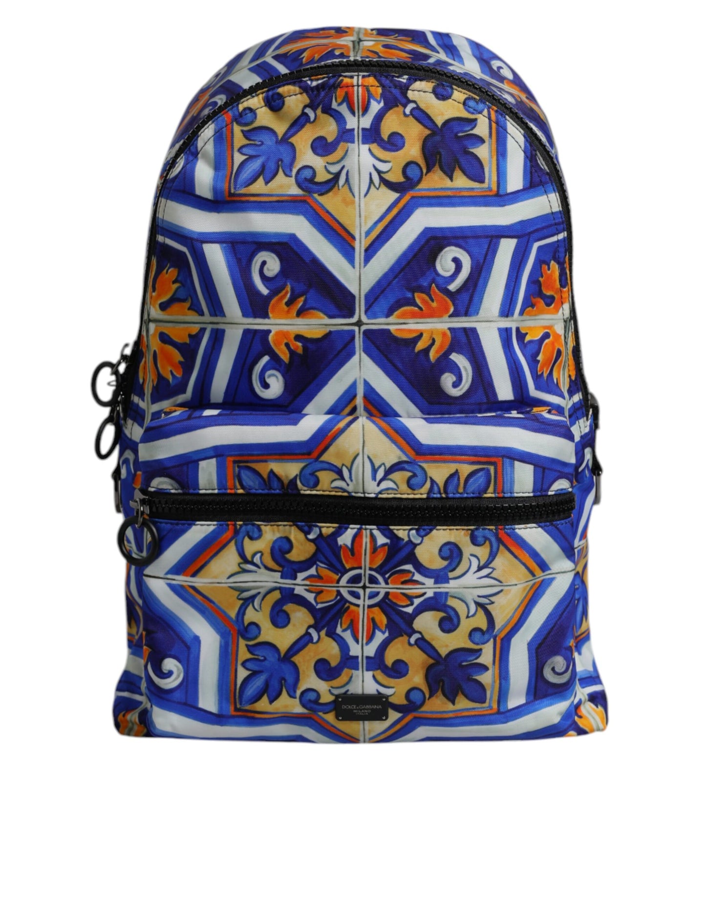 Multicolor Majolica Print Nylon Travel Backpack Bag