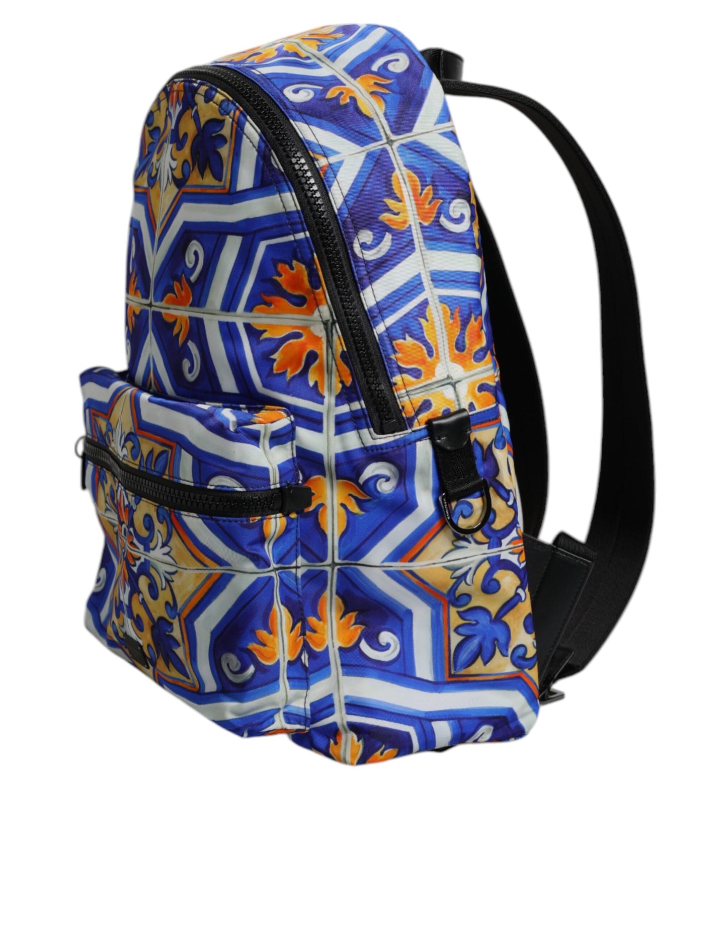 Multicolor Majolica Print Nylon Travel Backpack Bag