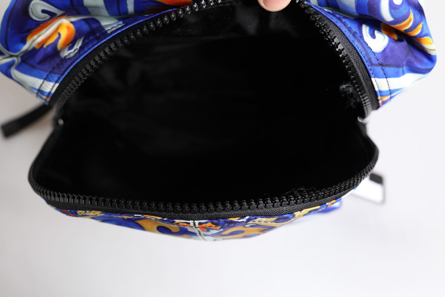 Multicolor Majolica Print Nylon Travel Backpack Bag