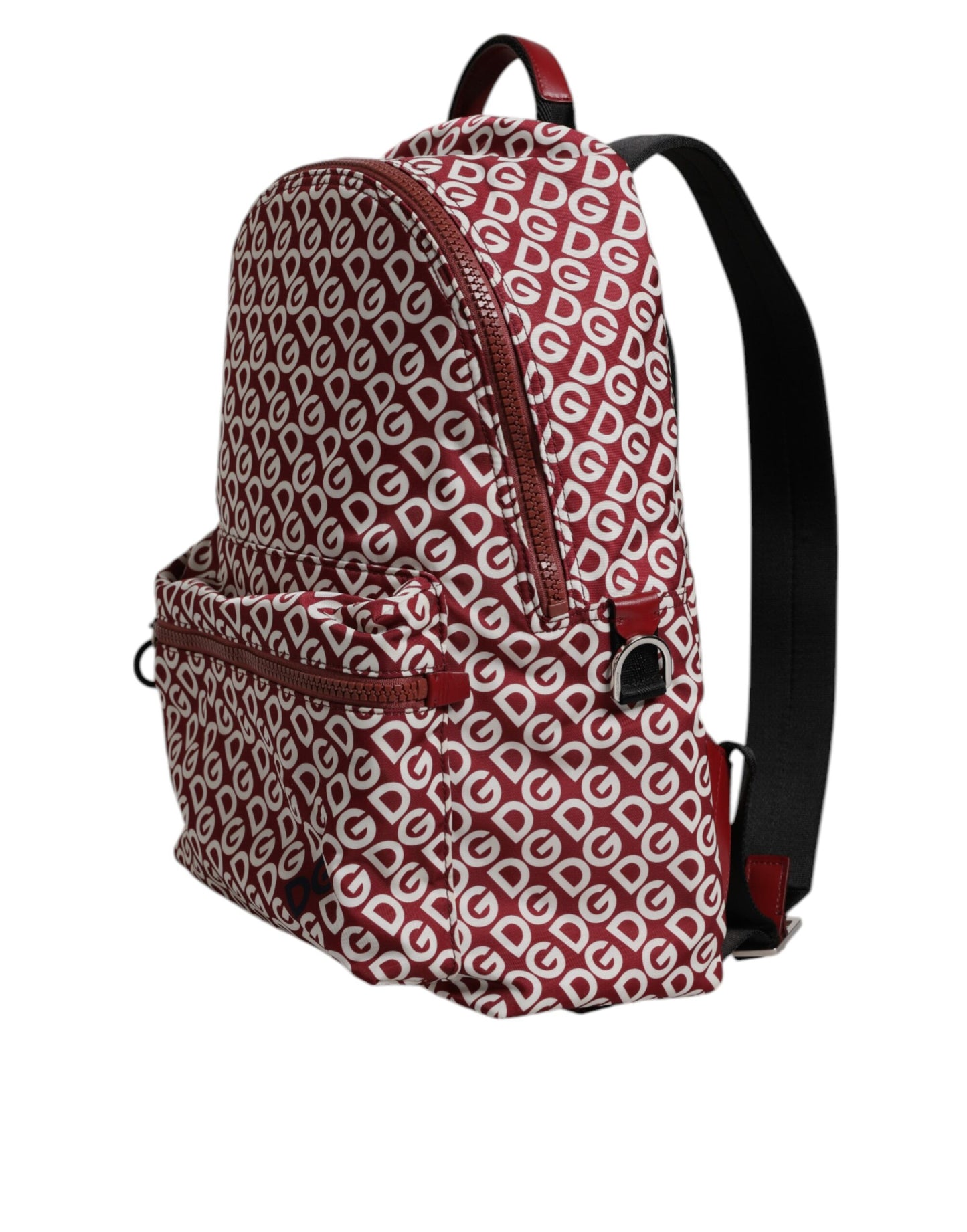 Red White DG Logo Print Nylon Travel Backpack Bag