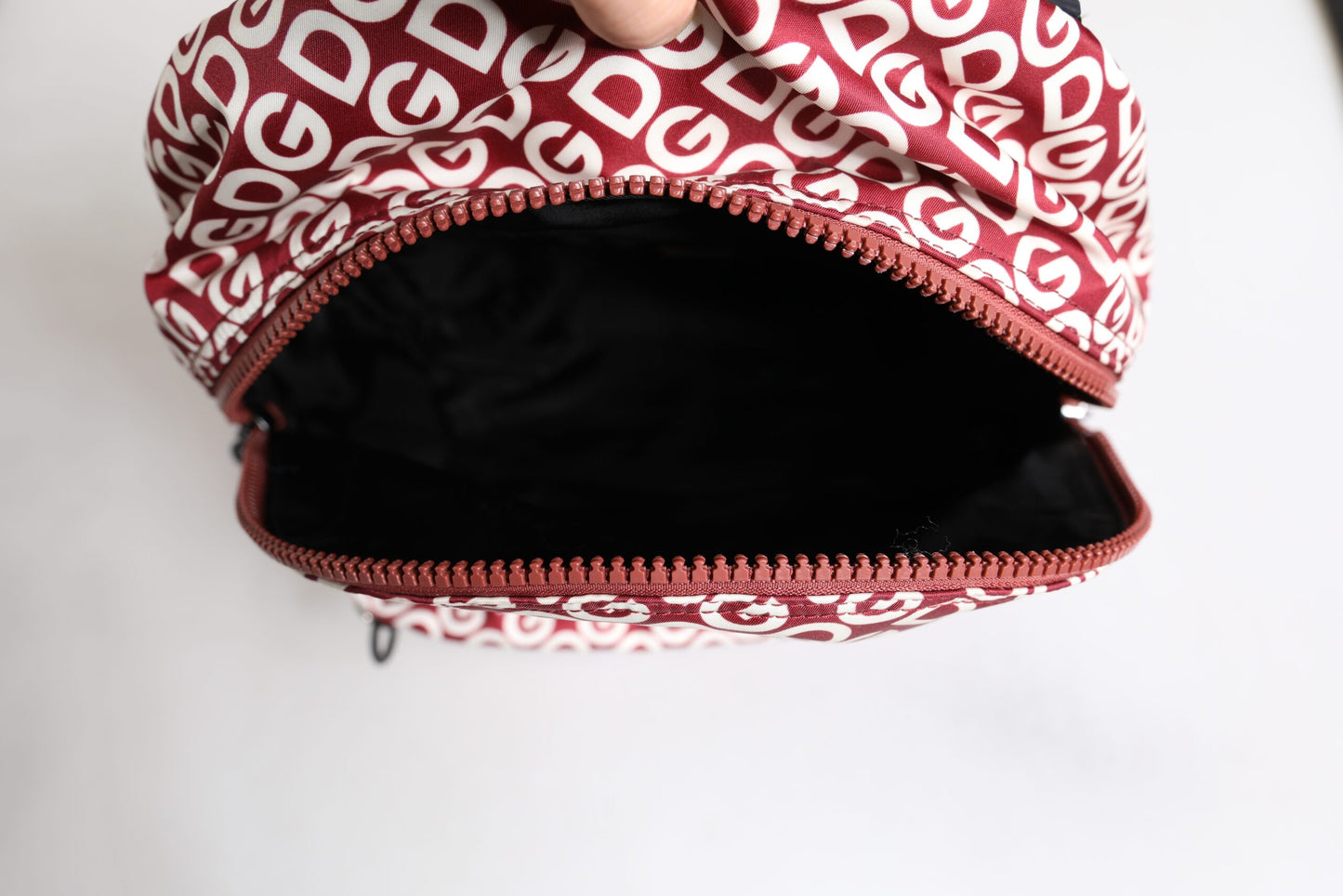 Red White DG Logo Print Nylon Travel Backpack Bag