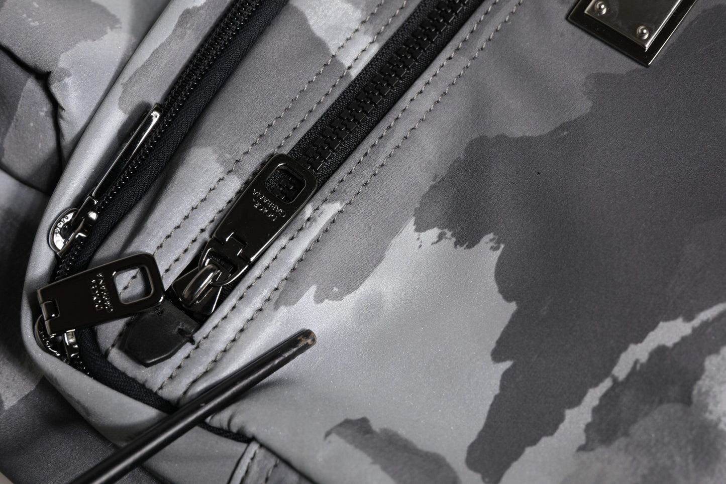 Black Camouflage Shoulder Strap Logo Plaque Bag