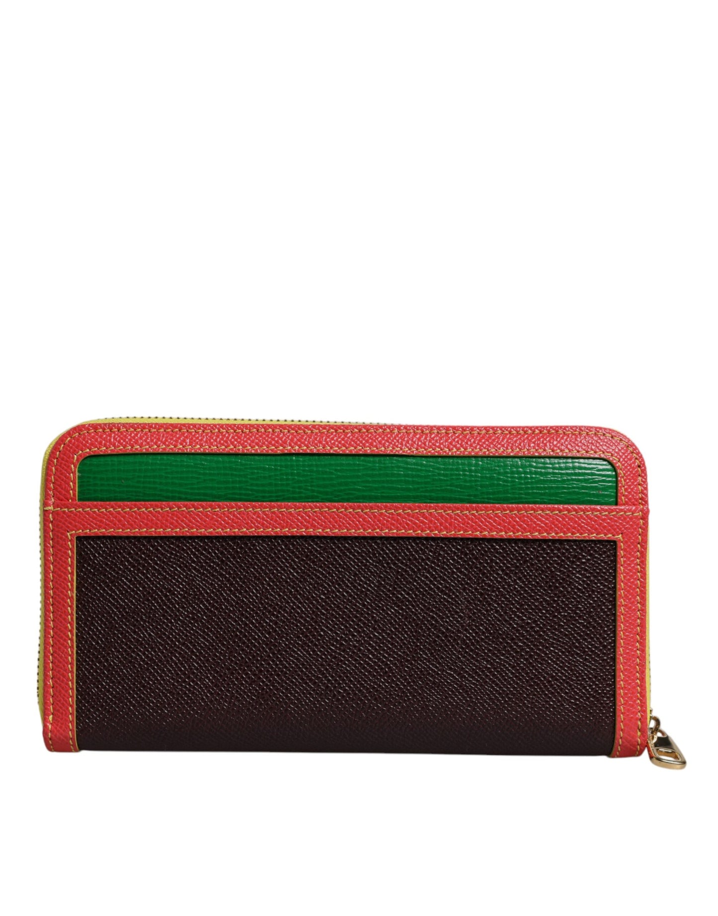 Brown Textured Leather Zip Around Continental Wallet