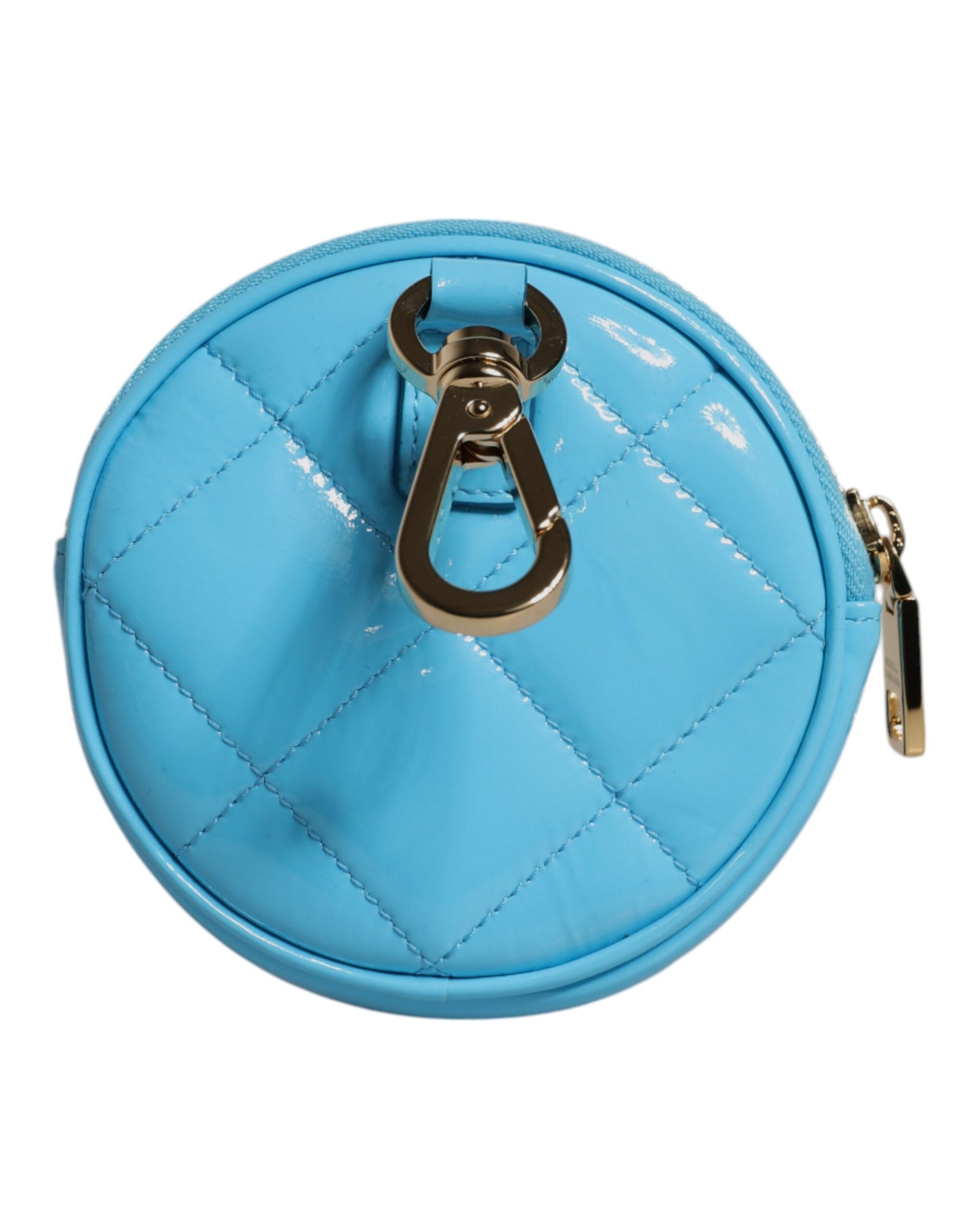 Light Blue Lamb Leather DG Crystal Round Coin Purse Wallet