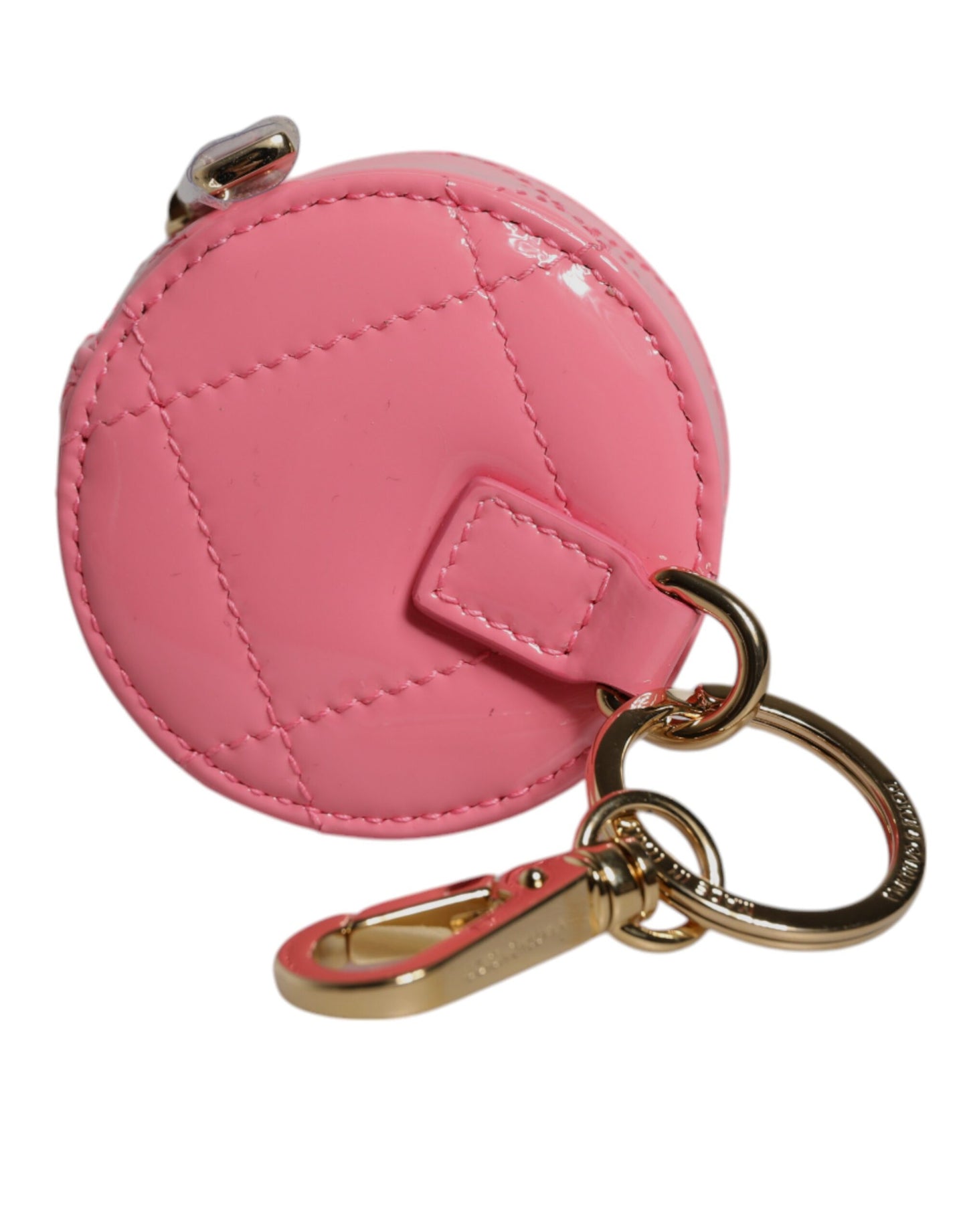 Pink Lamb Leather DG Crystal Round Coin Purse Wallet