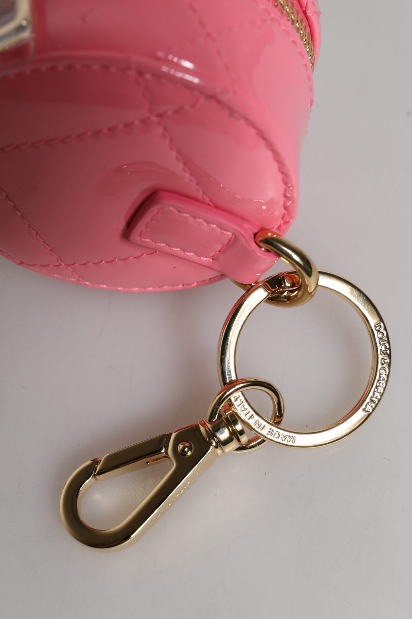 Pink Lamb Leather DG Crystal Round Coin Purse Wallet