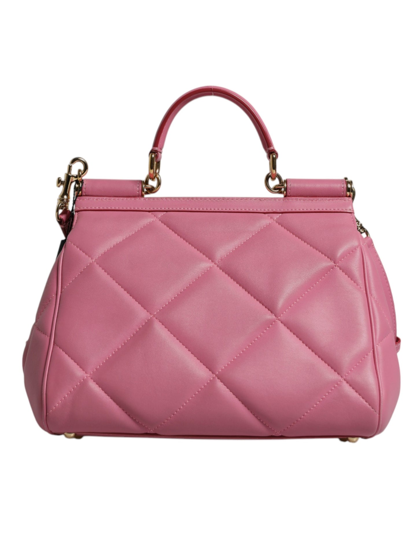 Pink Leather Sicily Logo Shoulder Satchel Bag