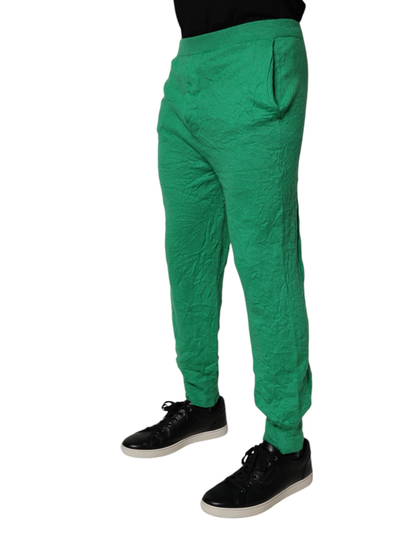 Dsquared² Green Cotton Elastic Waist Men Casual Pants