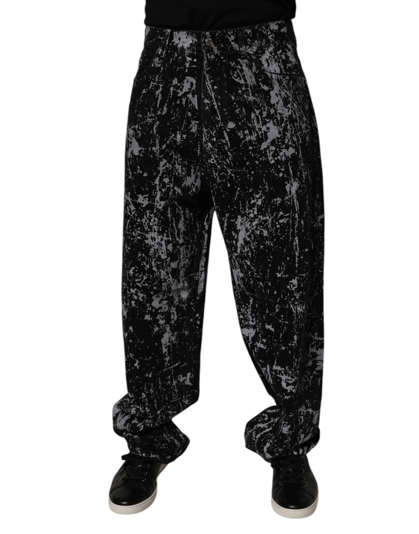 Dolce & Gabbana Black Tie Dye Cotton Straight Men Denim Jeans