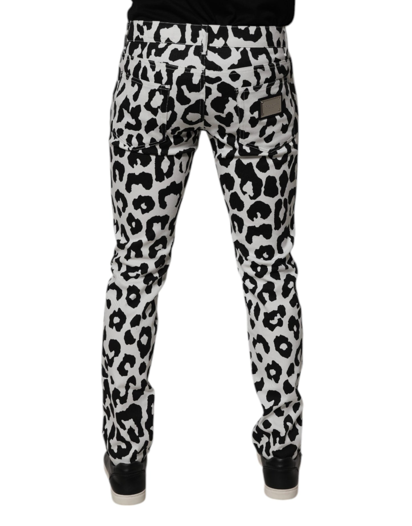White Leopard Cotton Skinny Denim Jeans