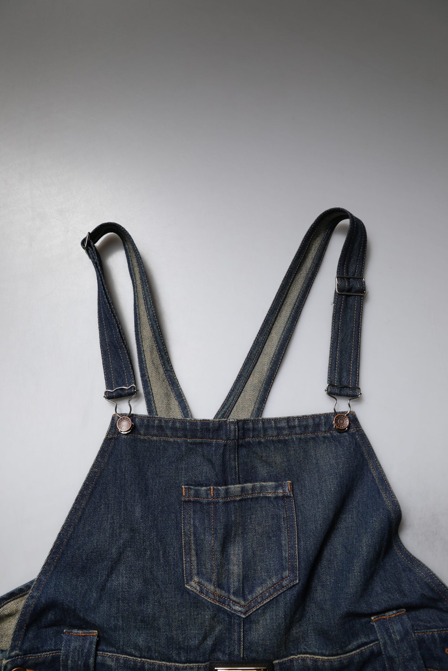 Dark Blue Cotton Men Jumpsuit Denim Jeans