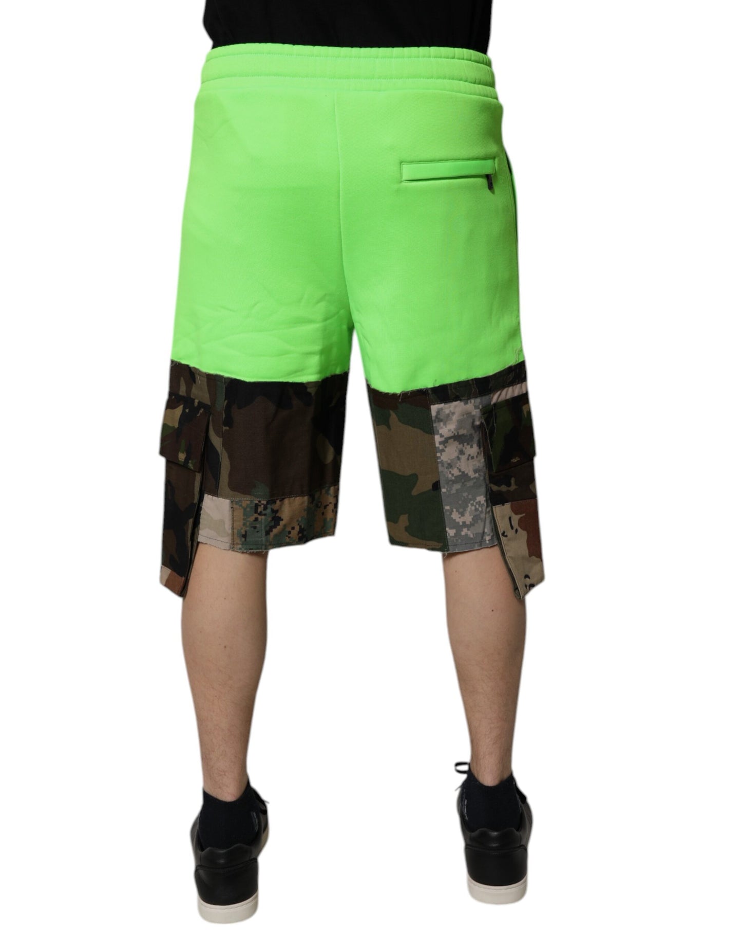 Dolce & Gabbana Green Patchwork Camouflage Men Cargo Shorts