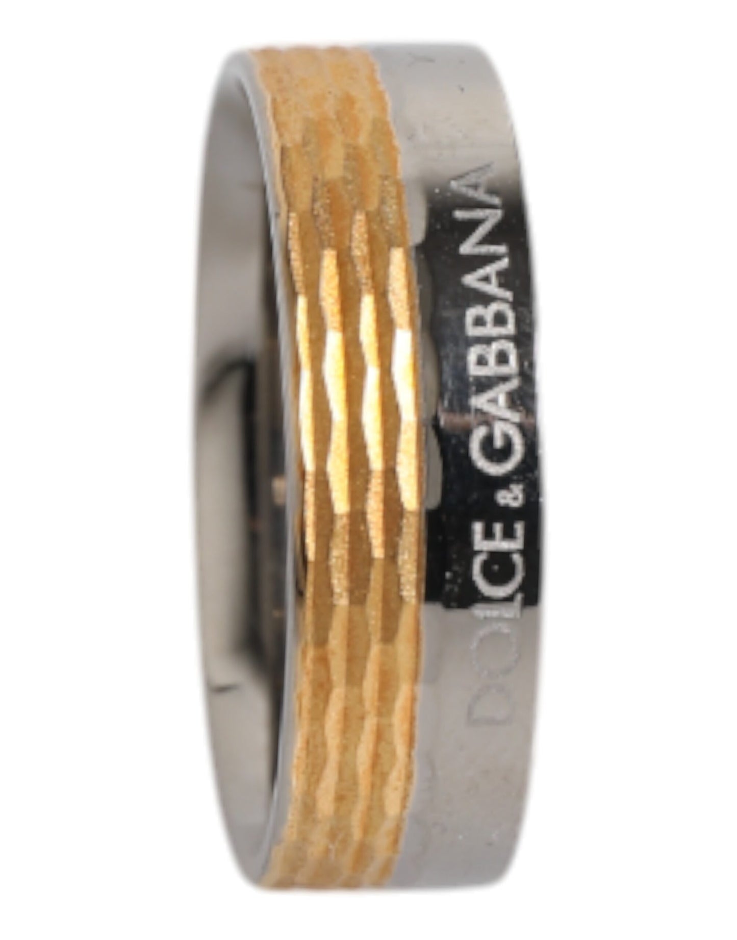 Dolce & Gabbana Gold Silver Tone Real Brass DG Logo Ring