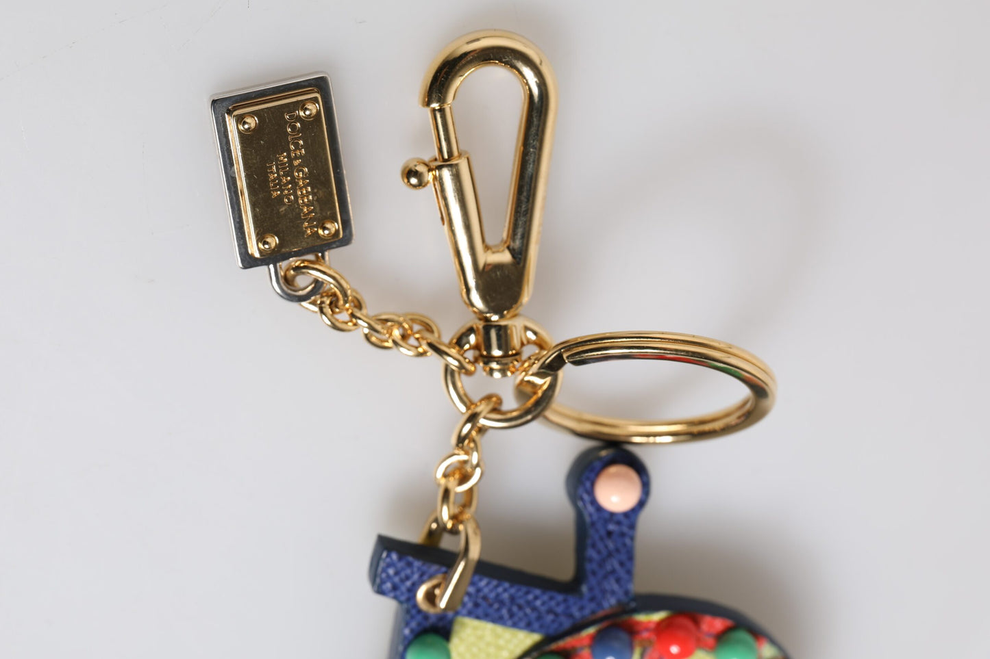 Dolce & Gabbana Multicolor Gold Tone Carretto Keychain Keyring