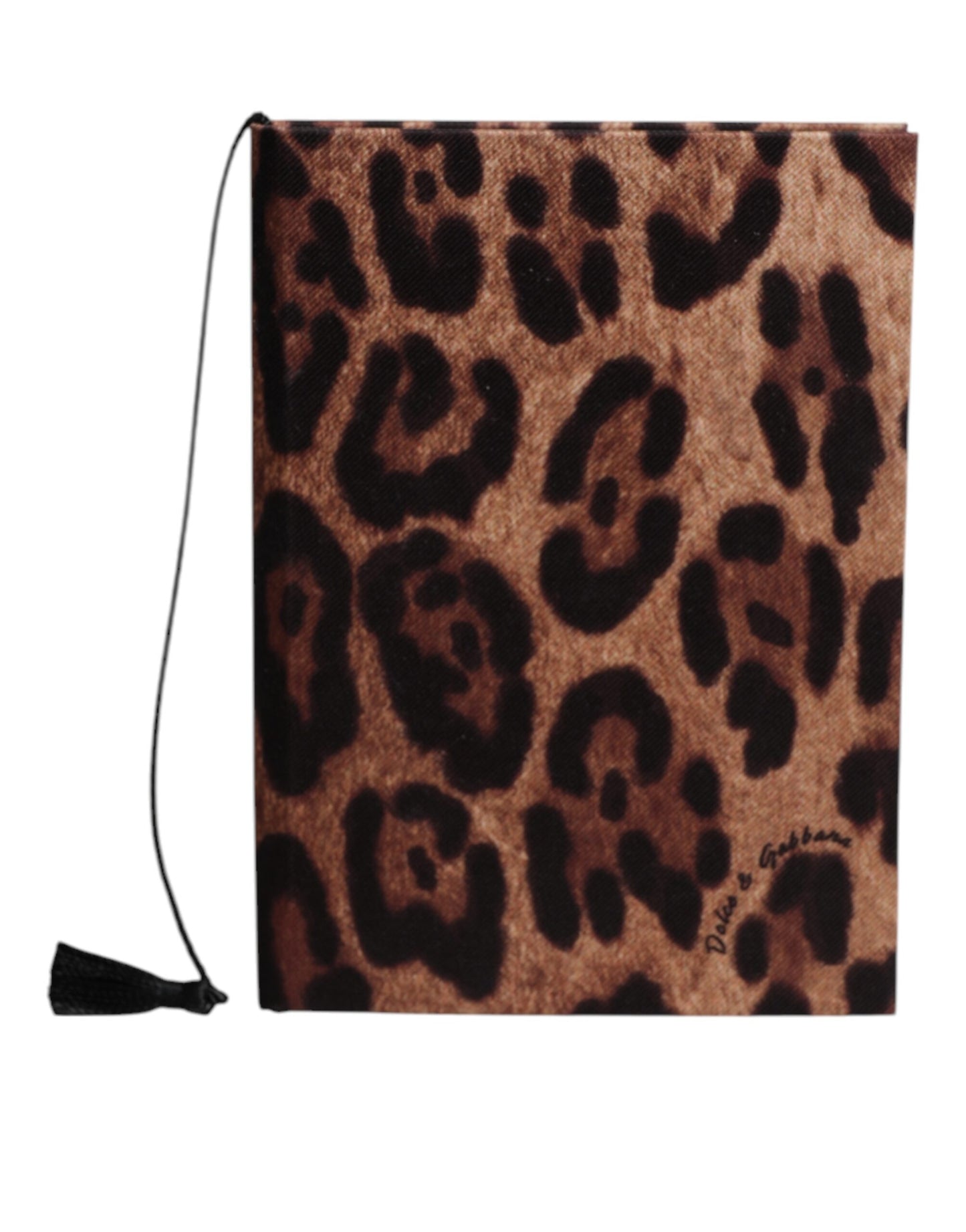 Brown Black Polyester Leopard Logo Print Small Notebook