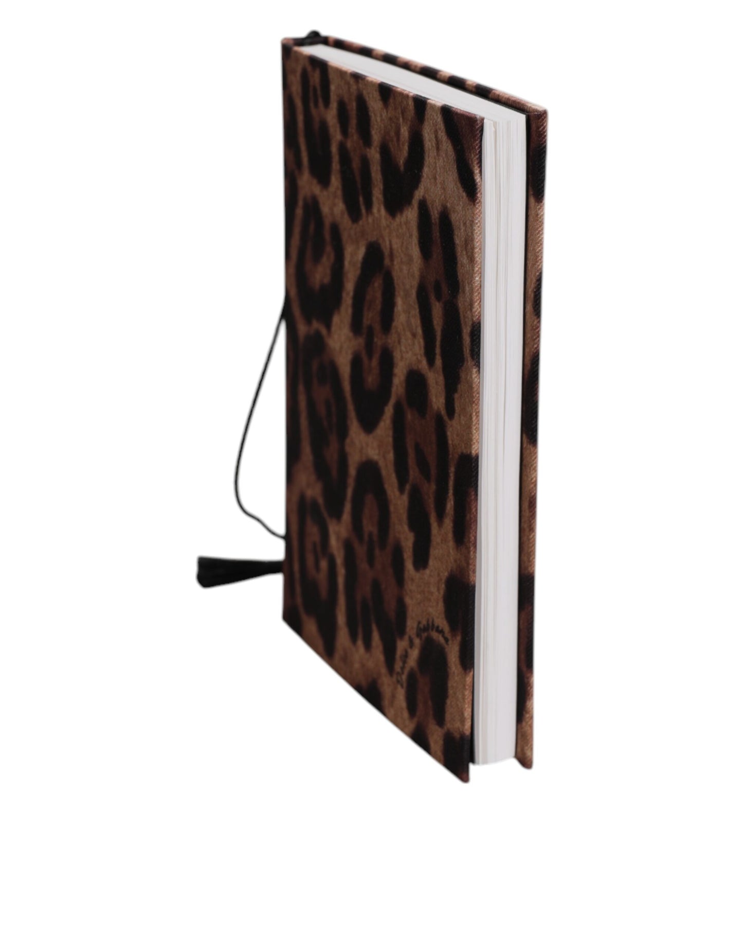 Brown Black Polyester Leopard Logo Print Small Notebook