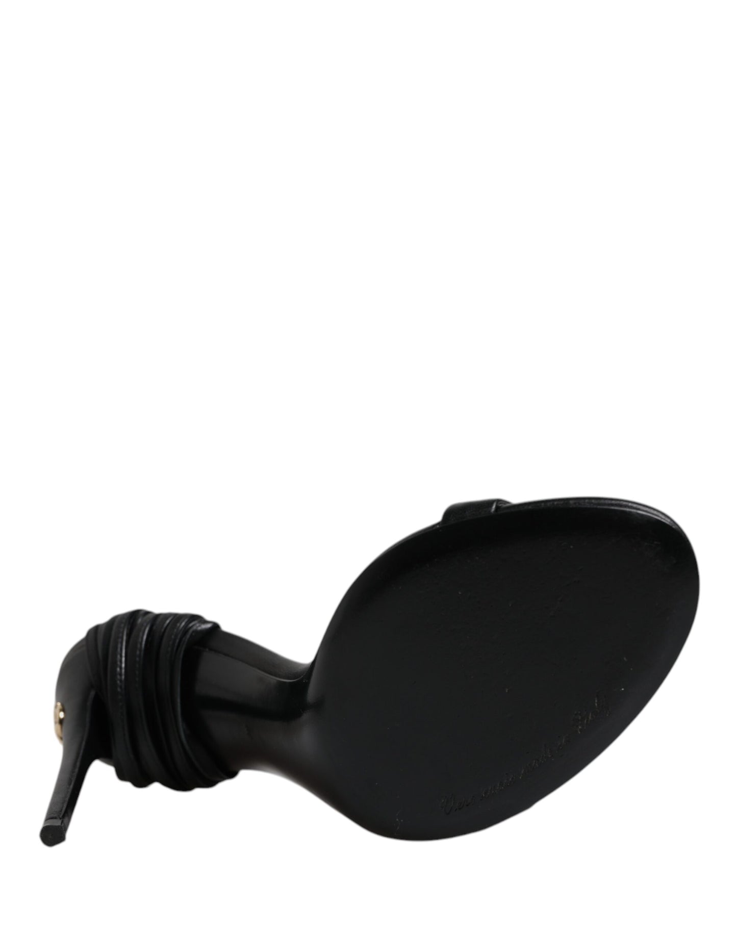 Black Leather Stiletto Heels Sandals Shoes