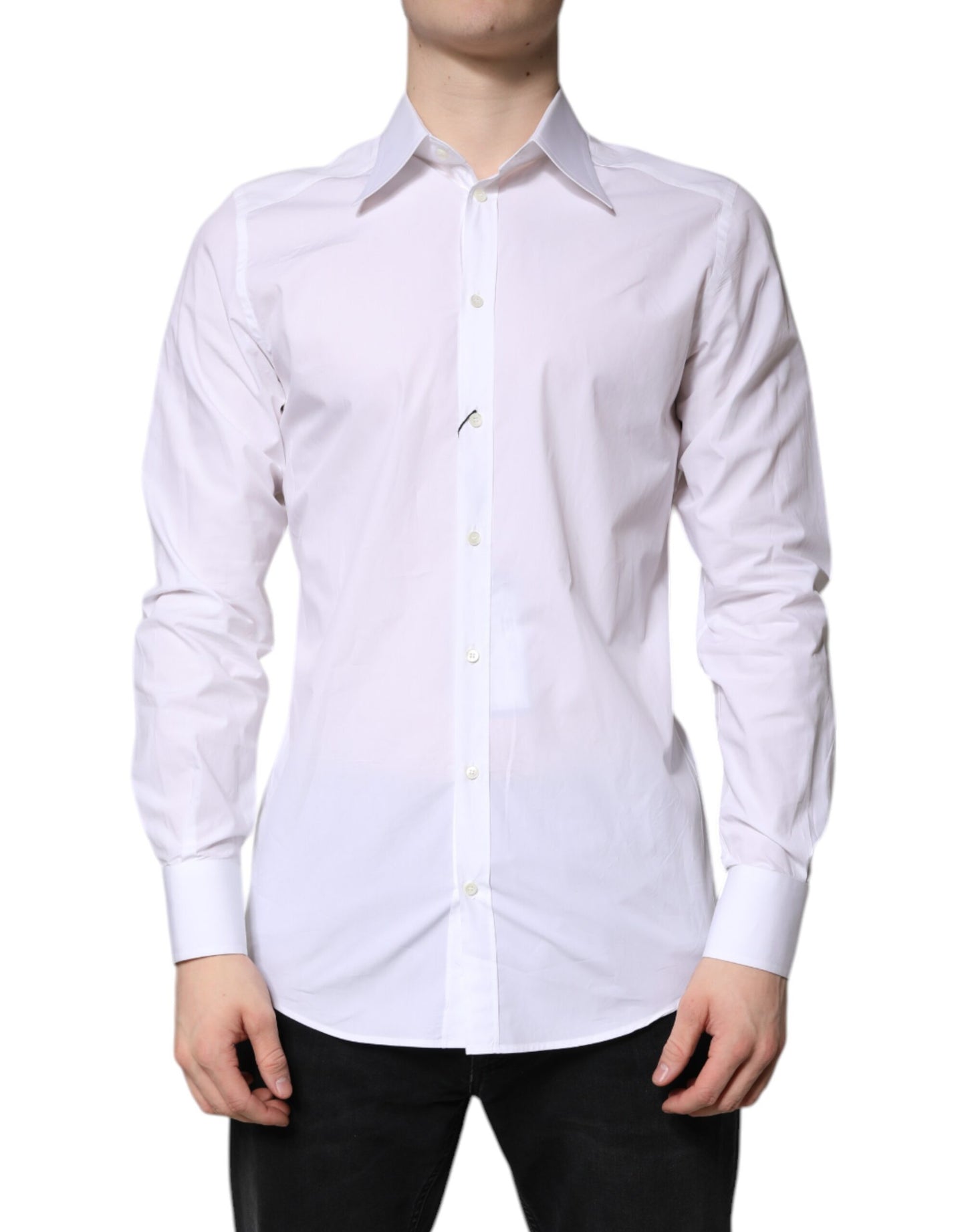 Dolce & Gabbana White Cotton GOLD Dress Formal Shirt