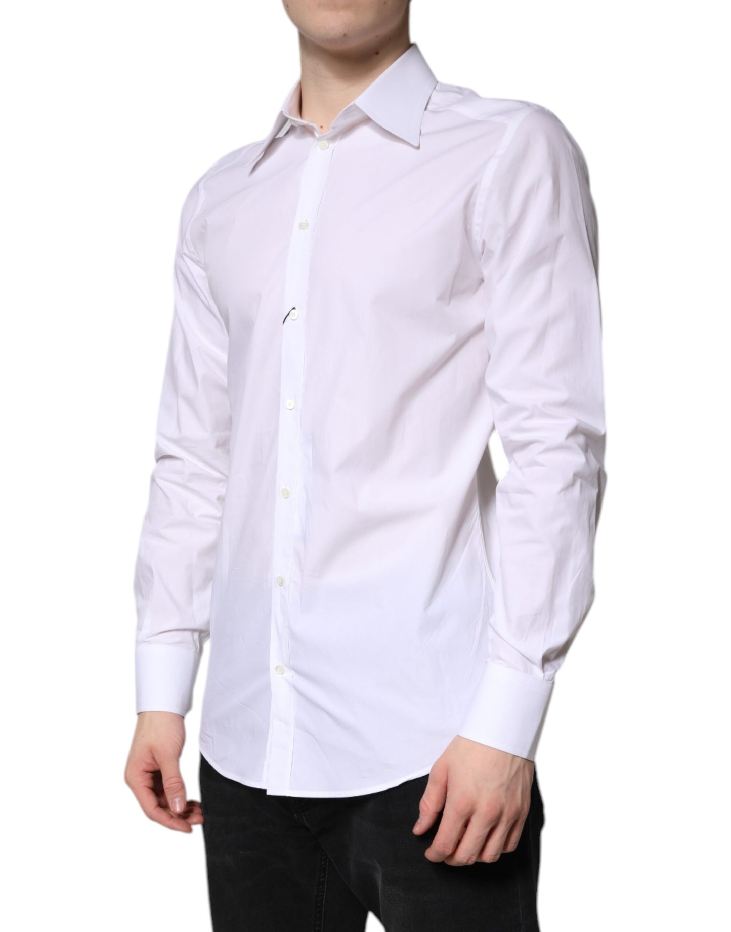 Dolce & Gabbana White Cotton GOLD Dress Formal Shirt