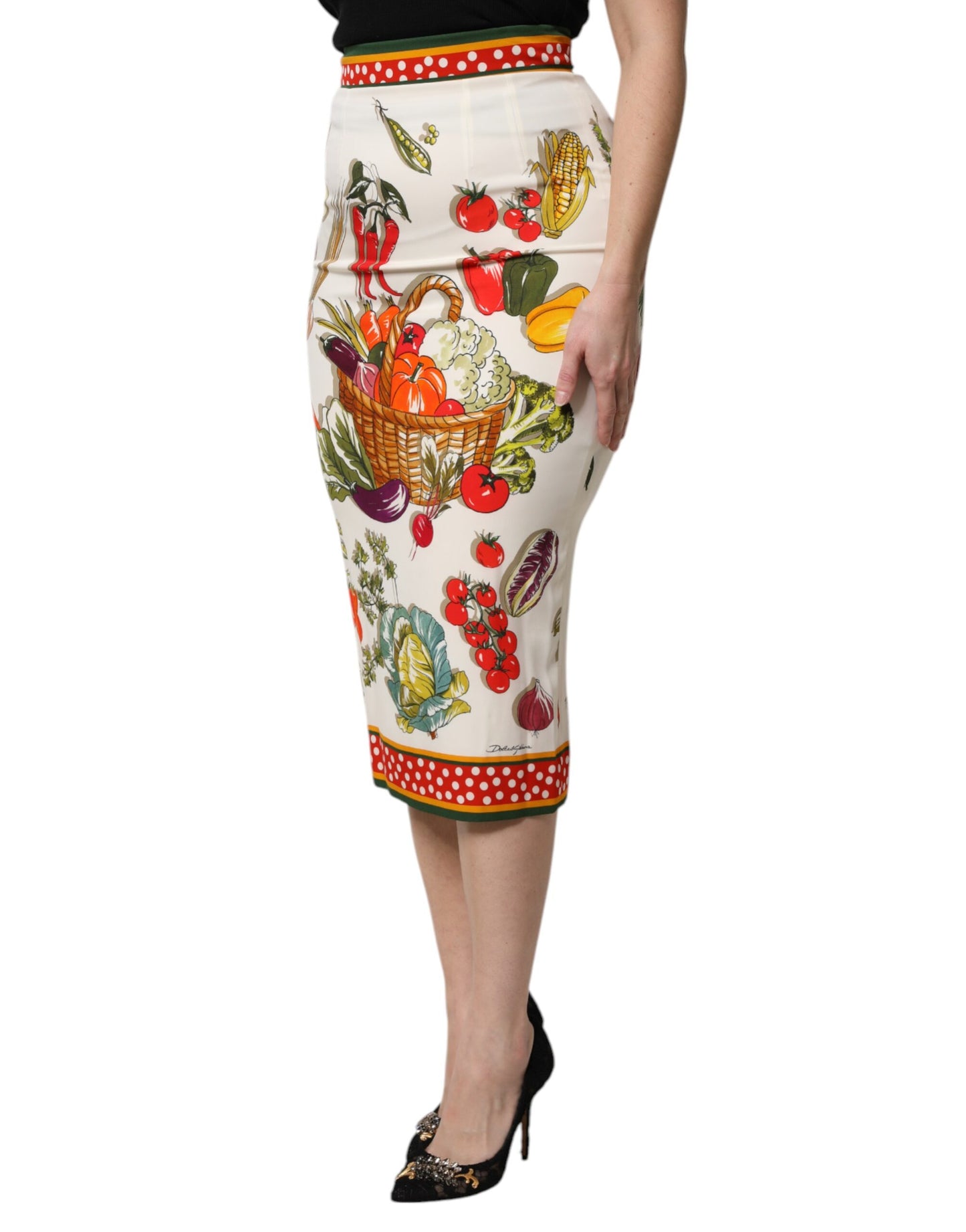 Multicolor High Waist Pencil Cut Midi Skirt