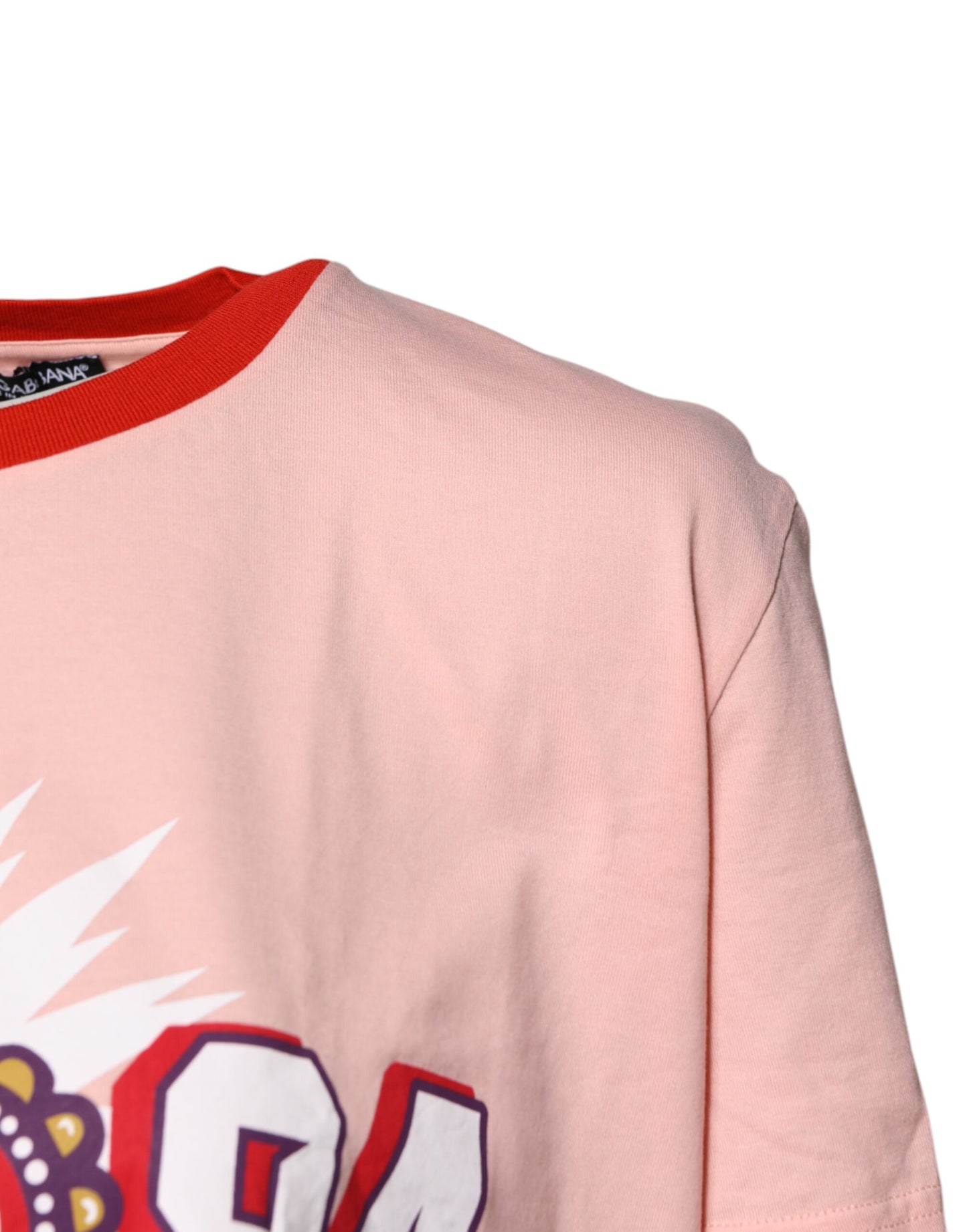 Pink D&G 84 Print Cotton Crew Neck T-shirt
