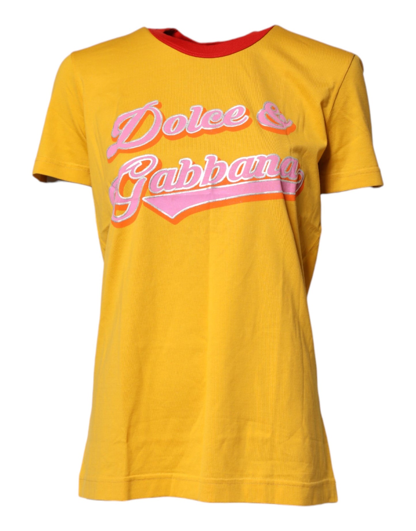 Yellow Printed Cotton Short Sleeves T-shirt