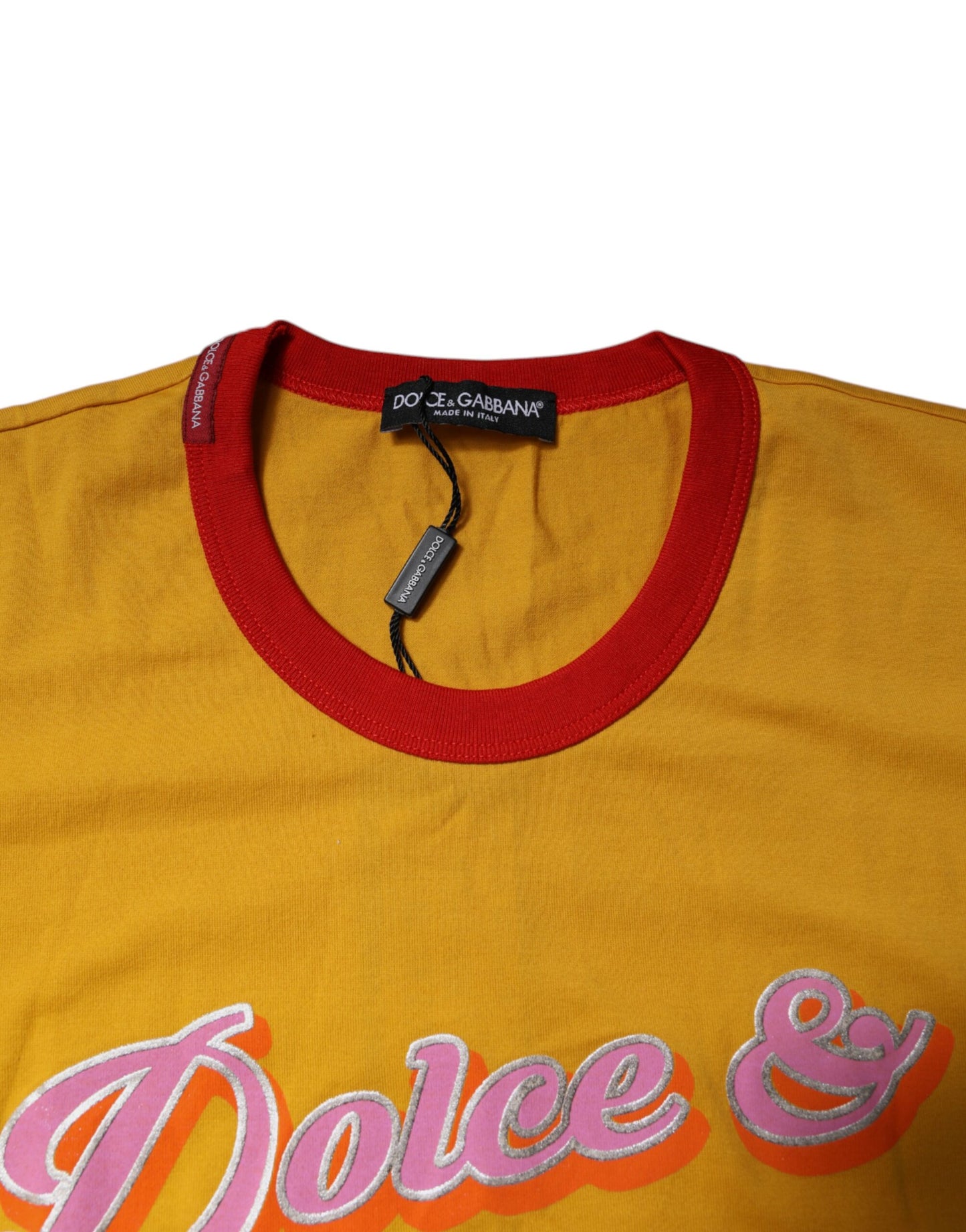 Yellow Printed Cotton Short Sleeves T-shirt