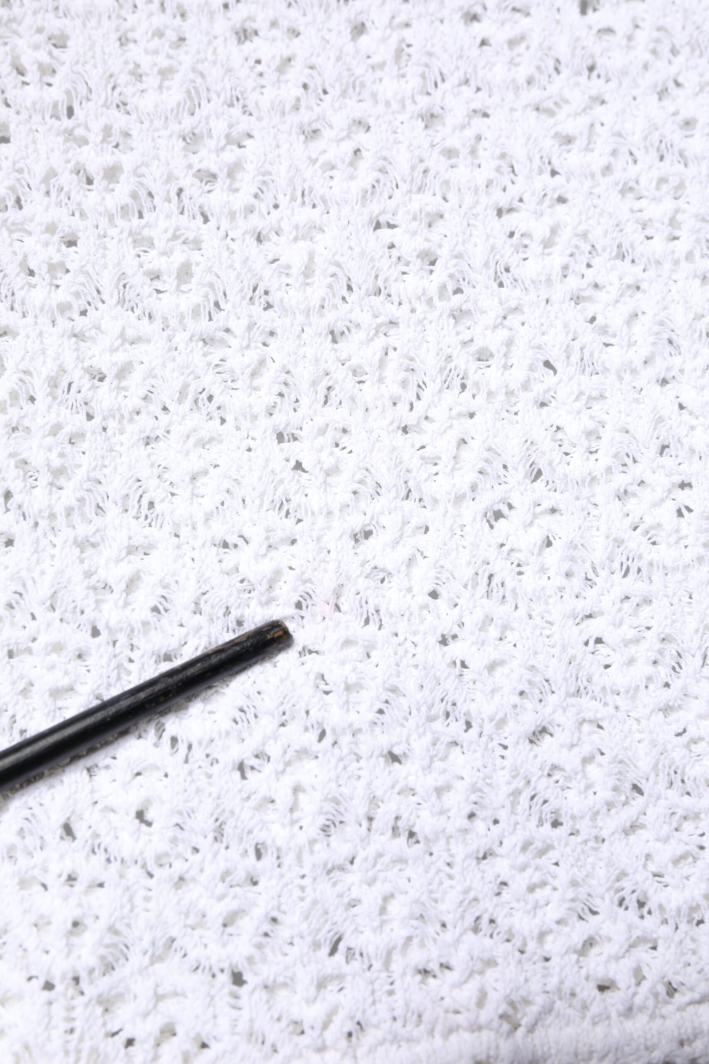 White Viscose Short Sleeve Crochet Top