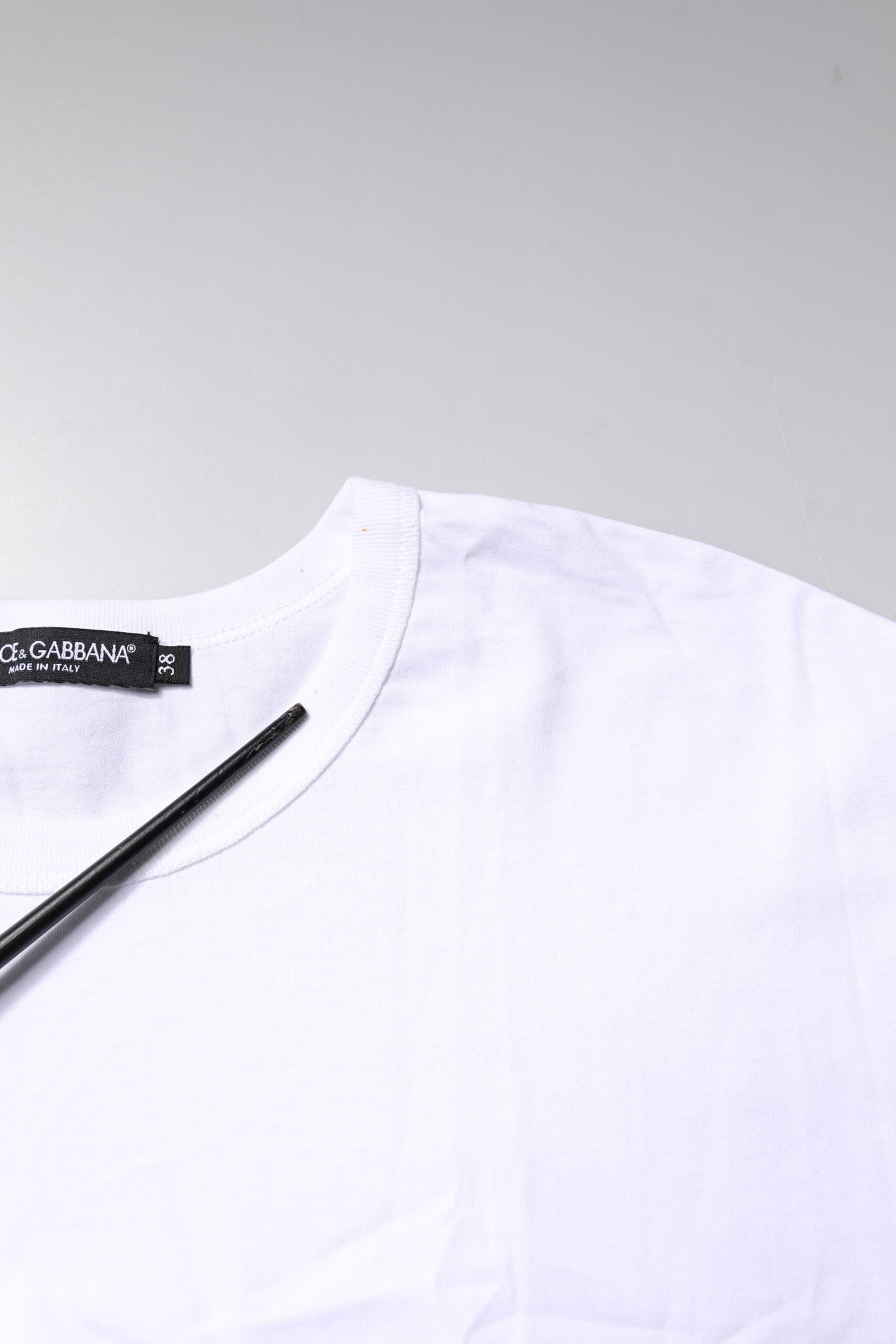 Dolce & Gabbana White Cotton Crew Neck Cropped Top T-shirt