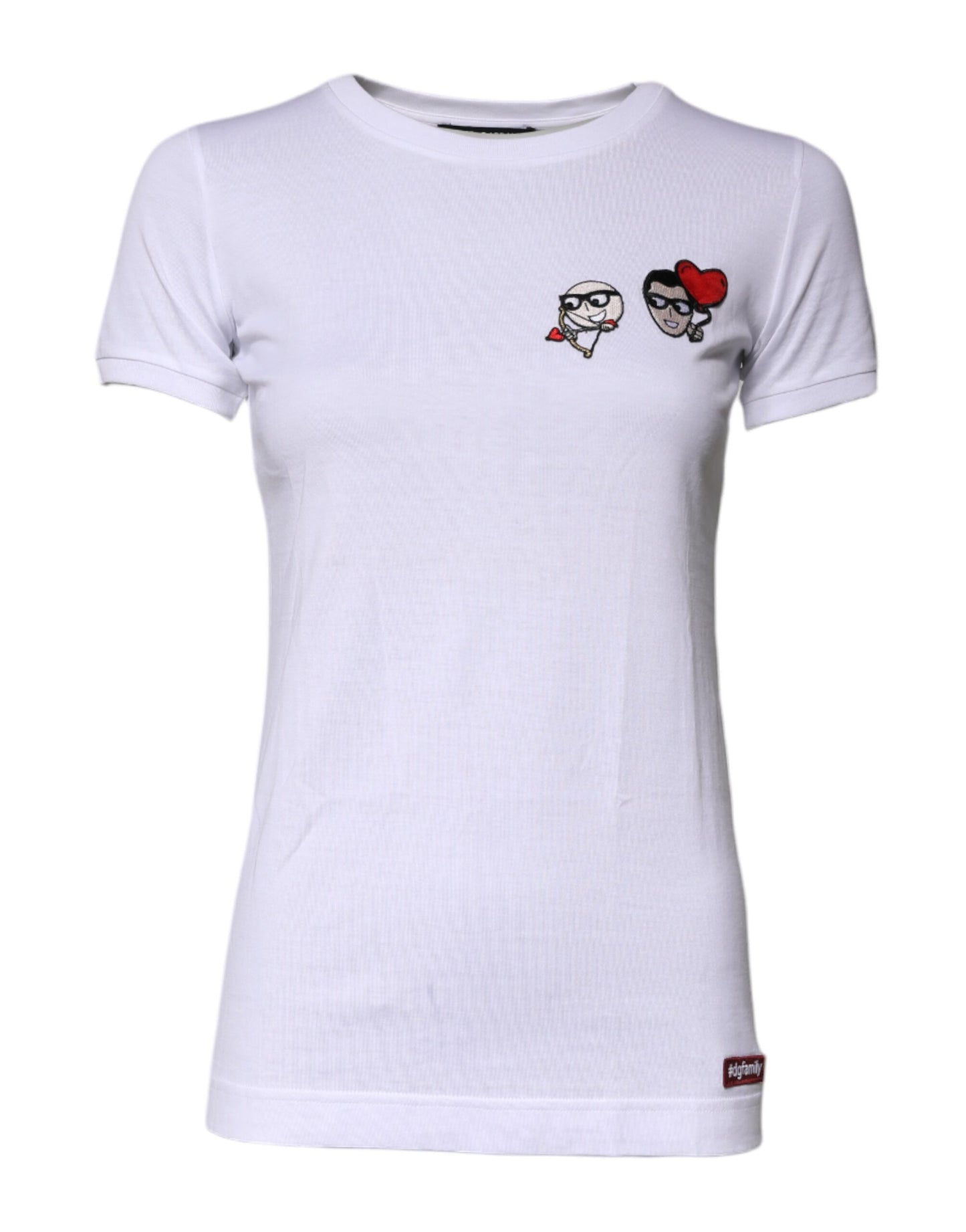 White #DGFAMILY Cotton Embroidery T-shirt