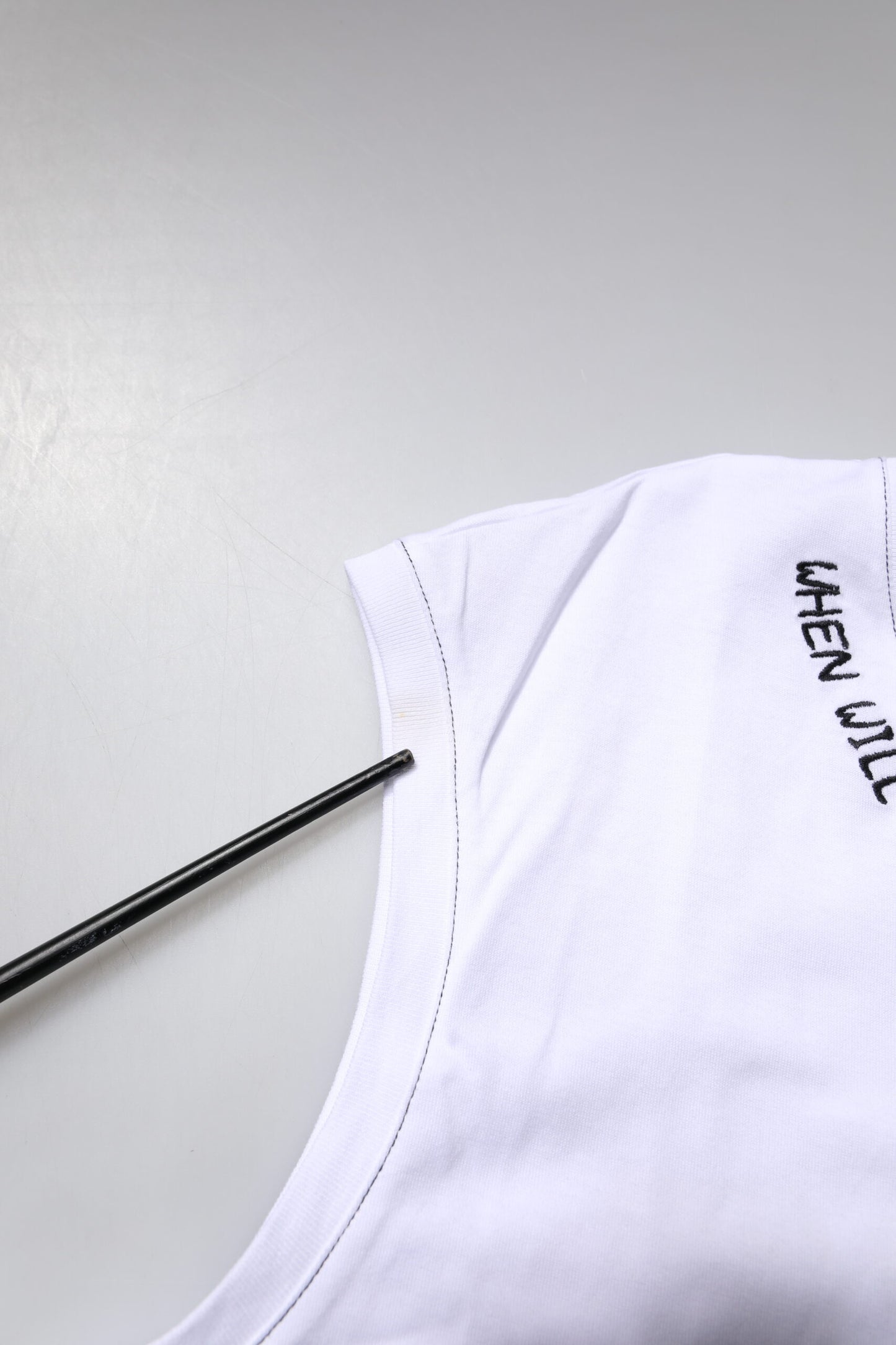 White Cotton Sleeveless Printed Tank T-shirt