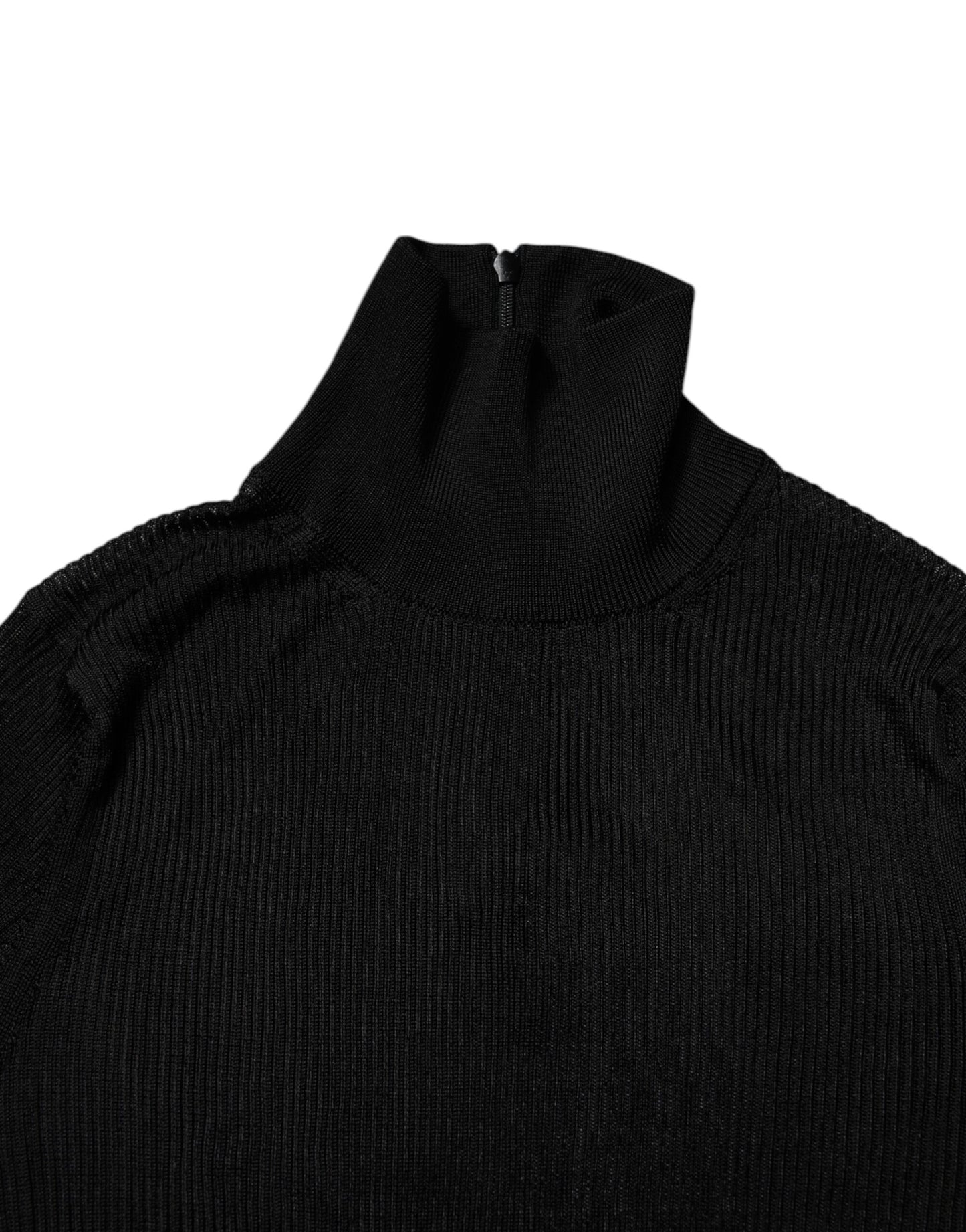 Dolce & Gabbana Black Knit Long Sleeves Turtleneck Slim Top