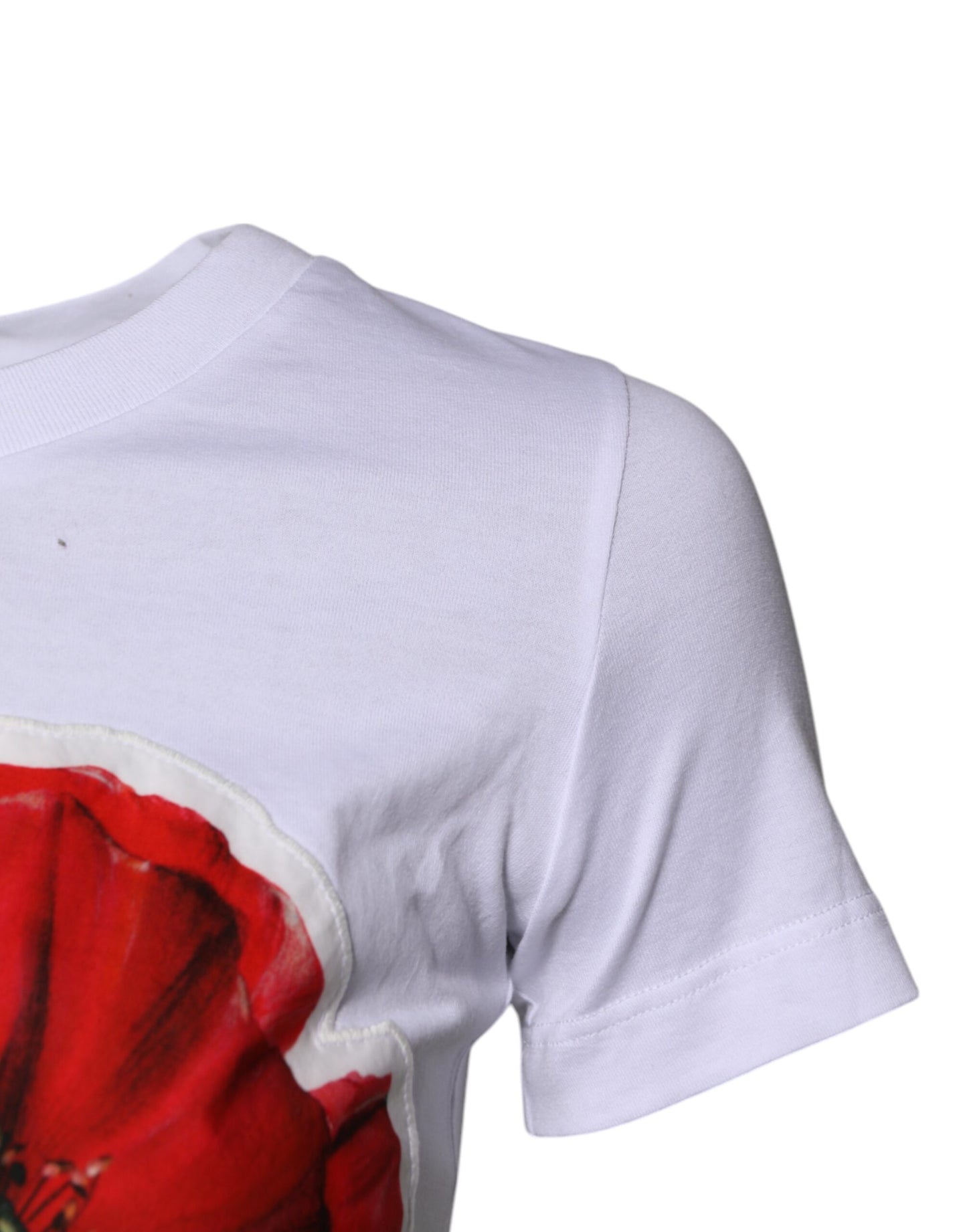 Dolce & Gabbana White Floral Print Cotton Crew Neck T-shirt