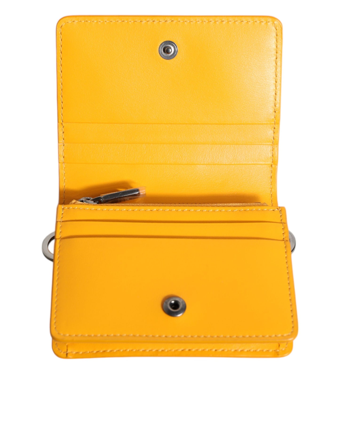 Yellow Leather Bifold Card Holder Crossbody Bag
