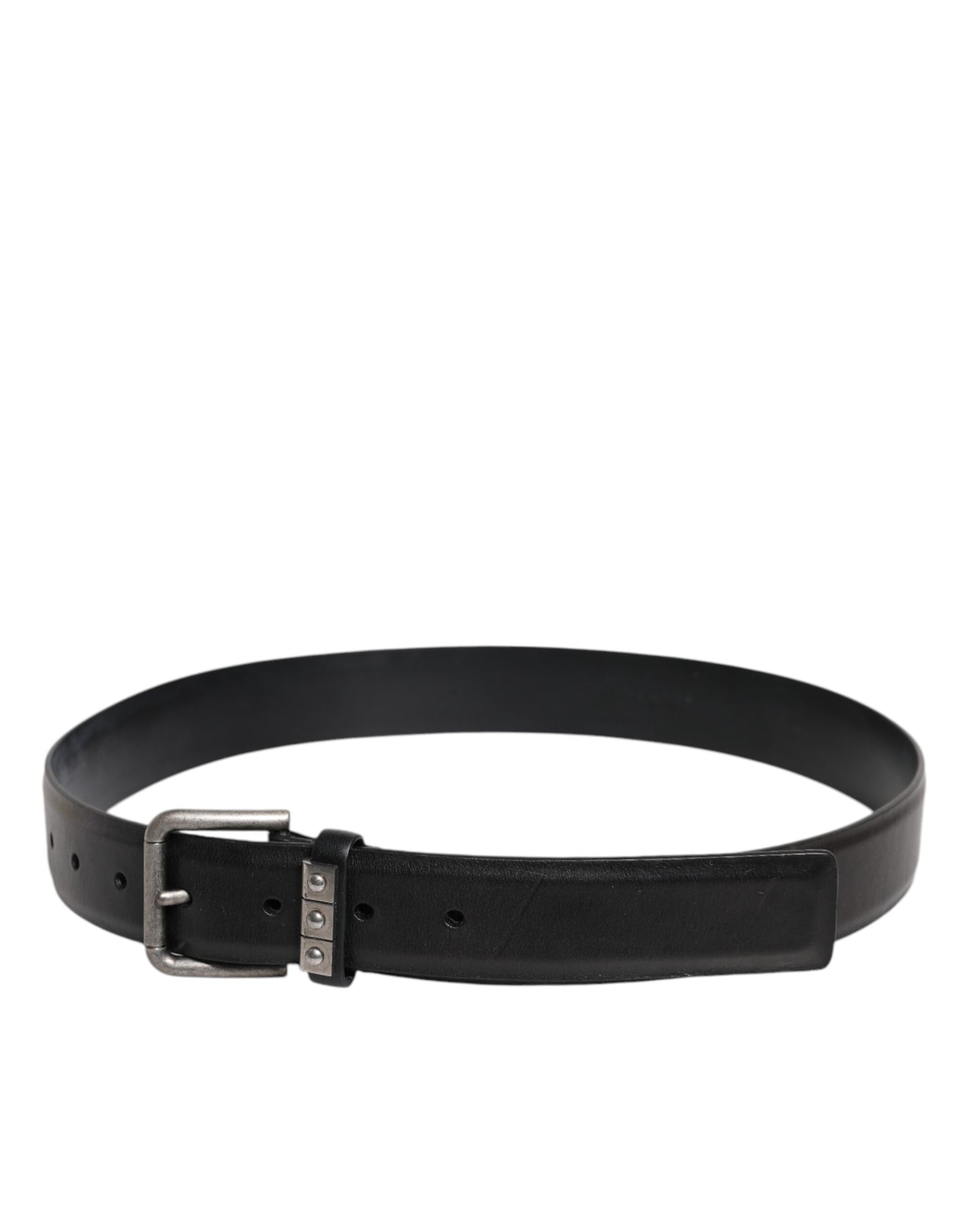 Dolce & Gabbana Black Leather Metal Buckle Classic Belt