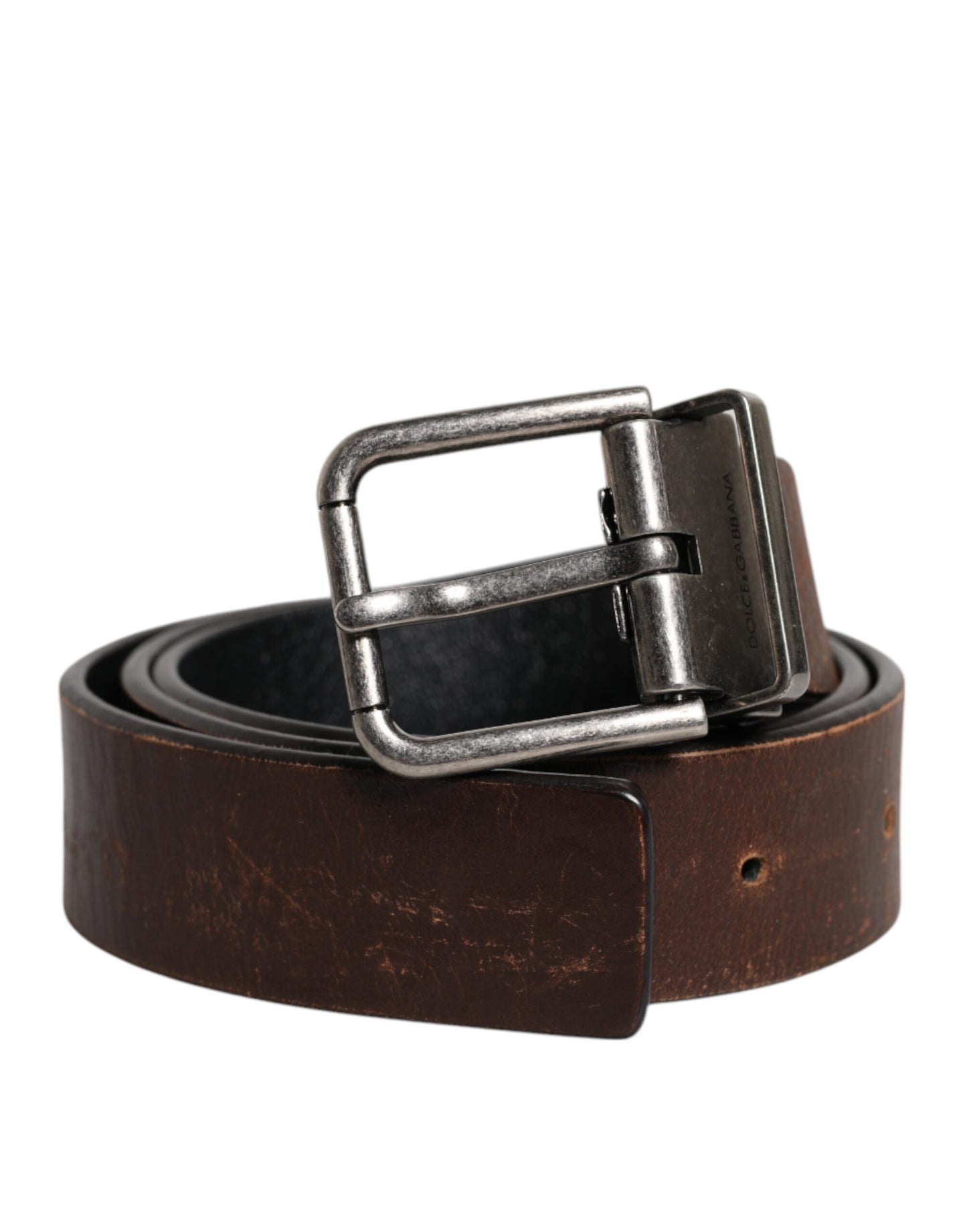 Brown Solid Leather Classic Waist Buckle Belt