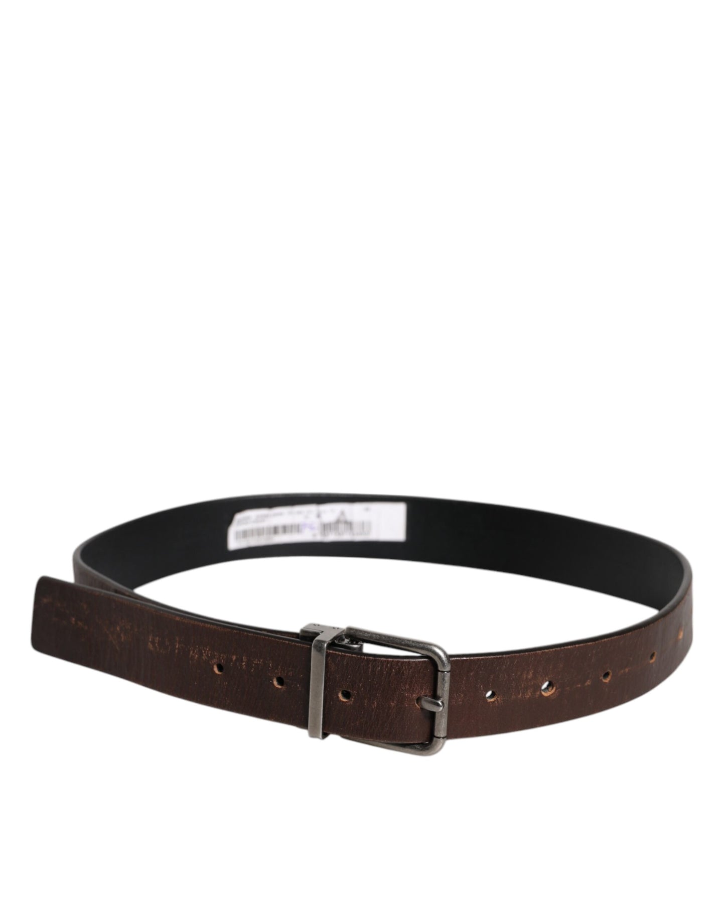 Brown Solid Leather Classic Waist Buckle Belt