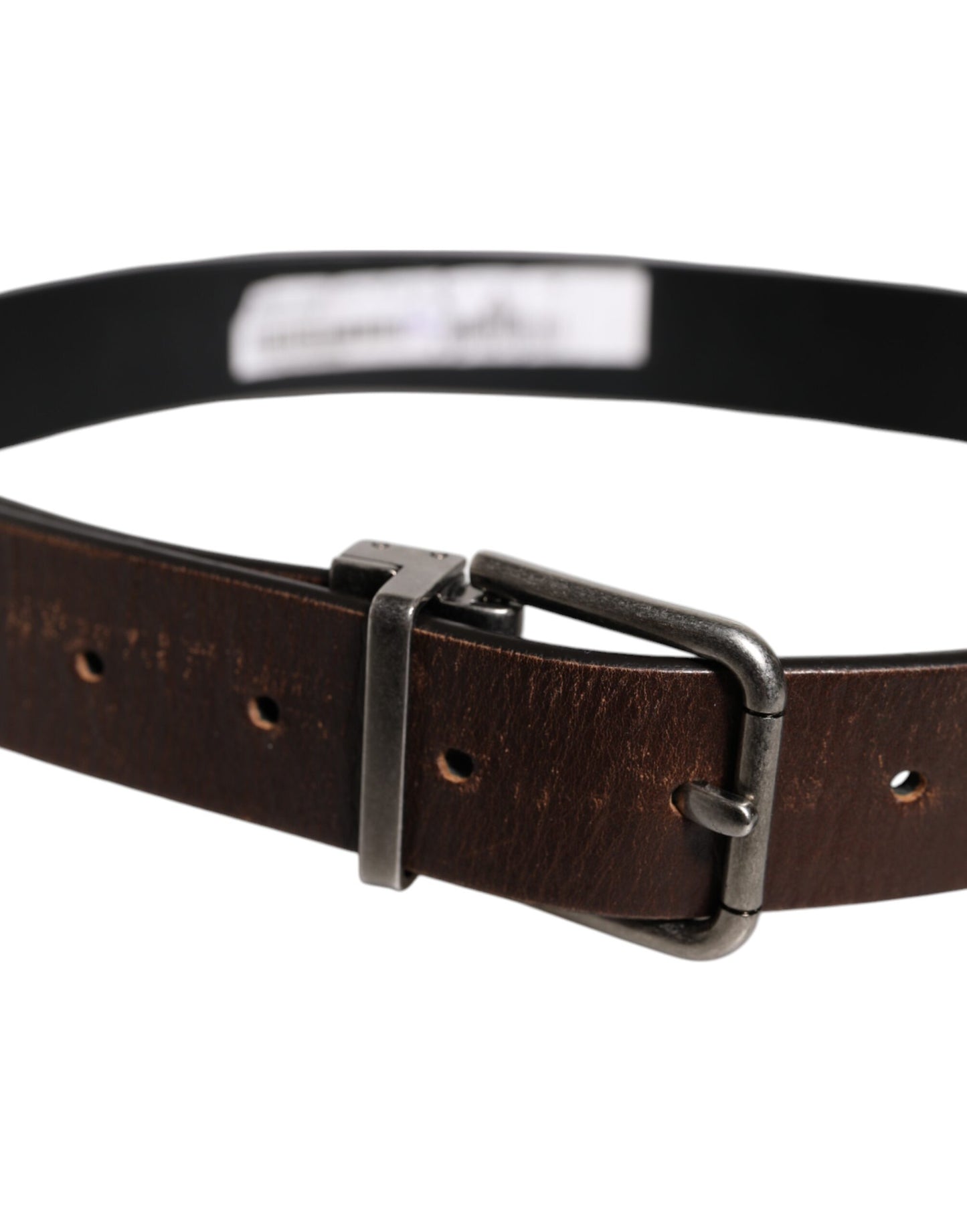 Brown Solid Leather Classic Waist Buckle Belt