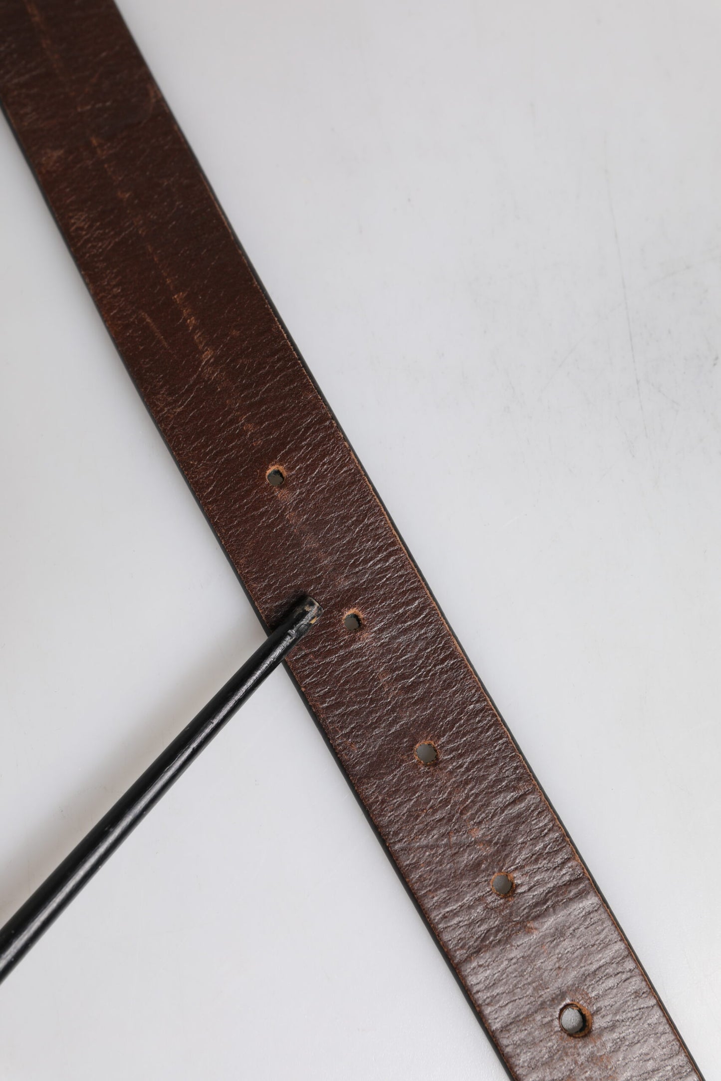 Brown Solid Leather Classic Waist Buckle Belt