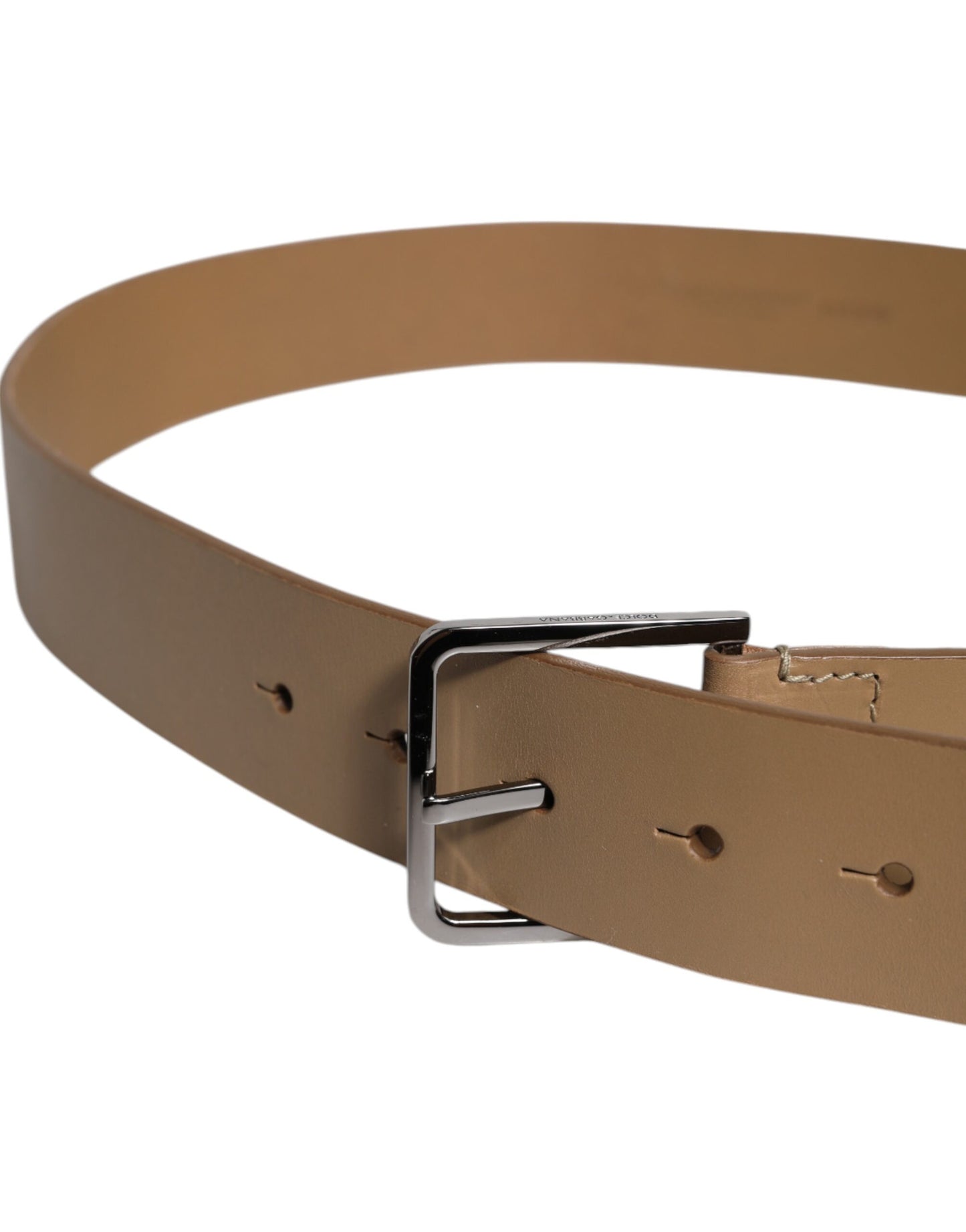 Dolce & Gabbana Brown Leather Classic Metal Logo Buckle Belt
