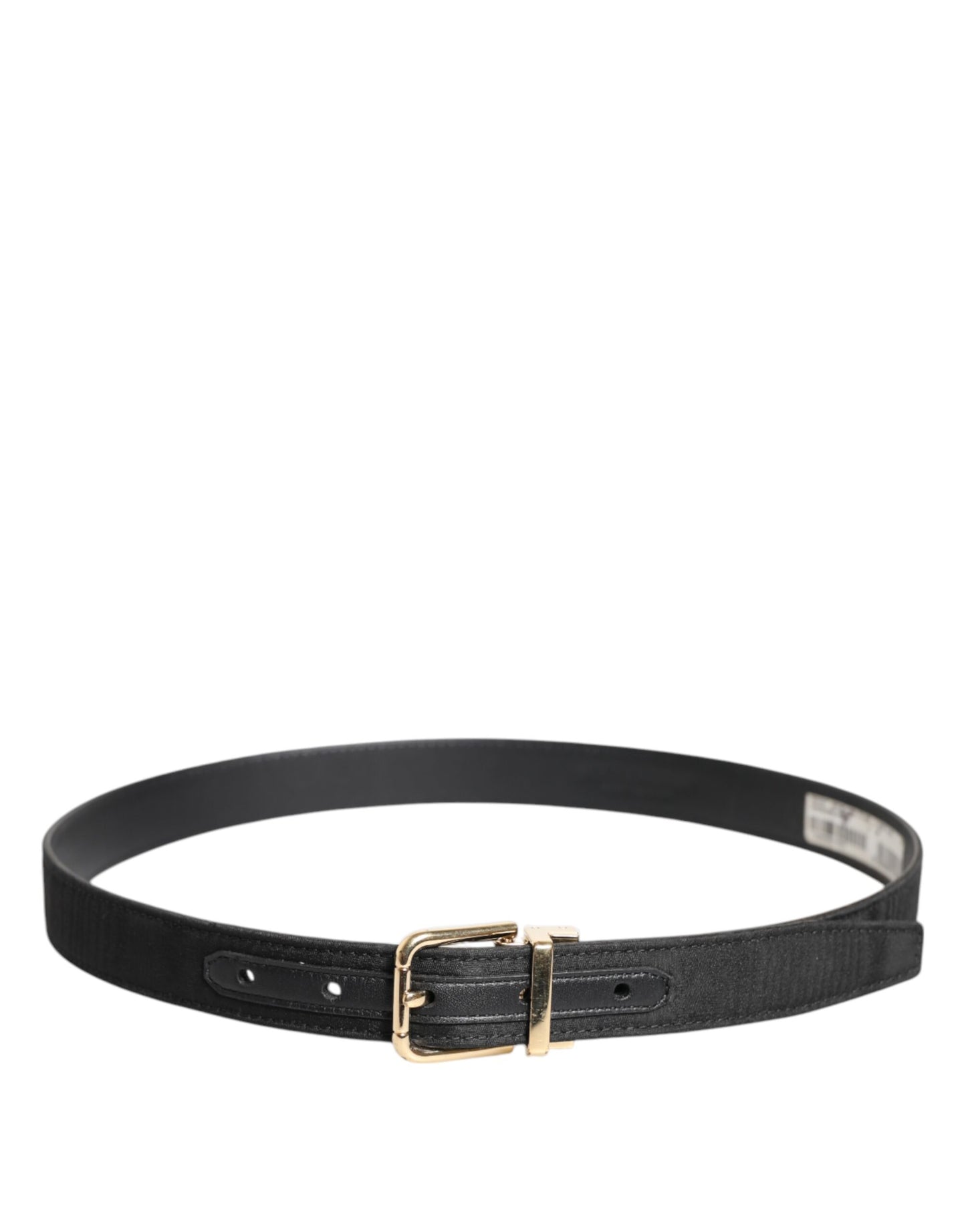 Dolce & Gabbana Black Classic Gold Metal Logo Buckle Belt