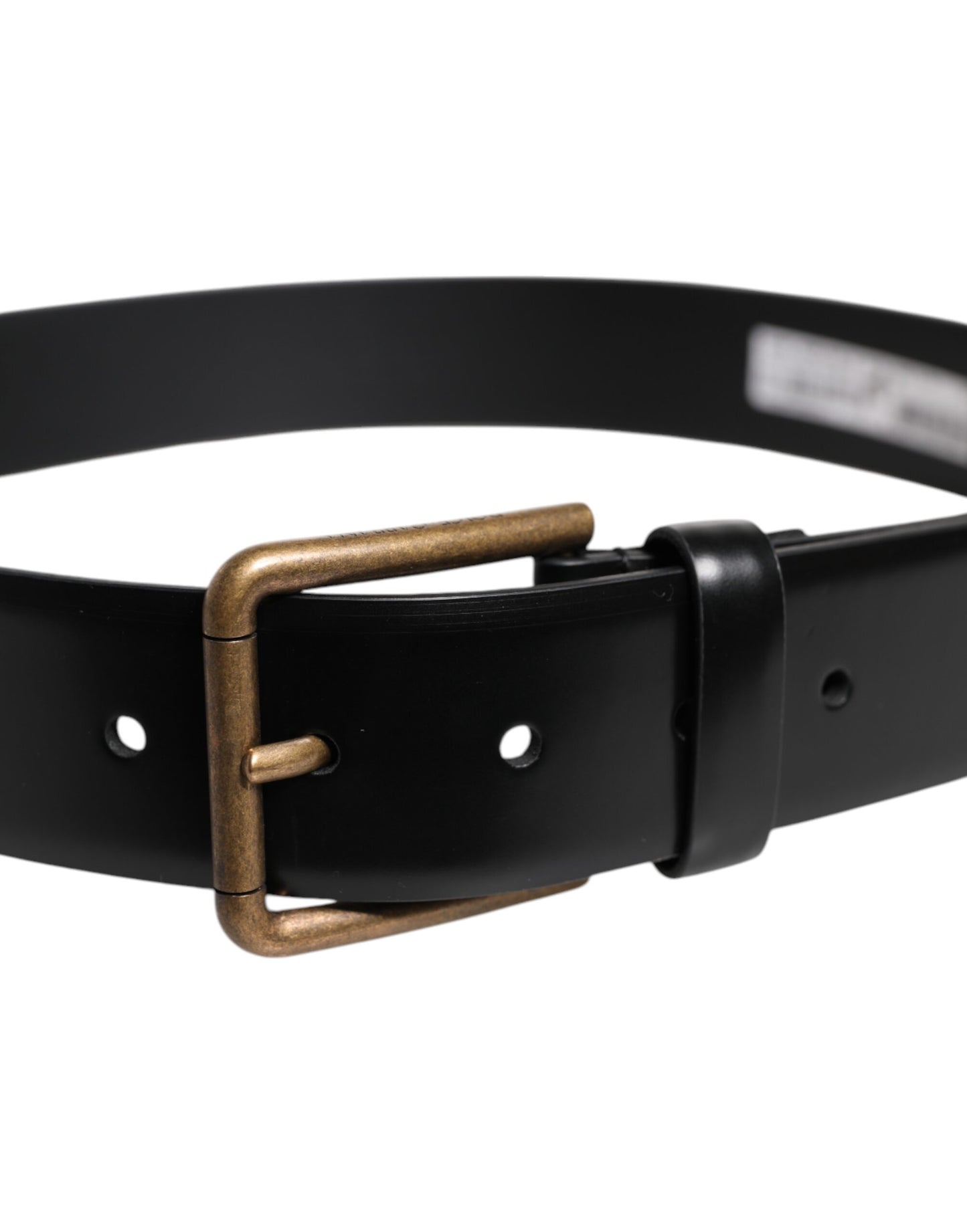 Dolce & Gabbana Black Leather DG Logo Plaque Buckle Belt
