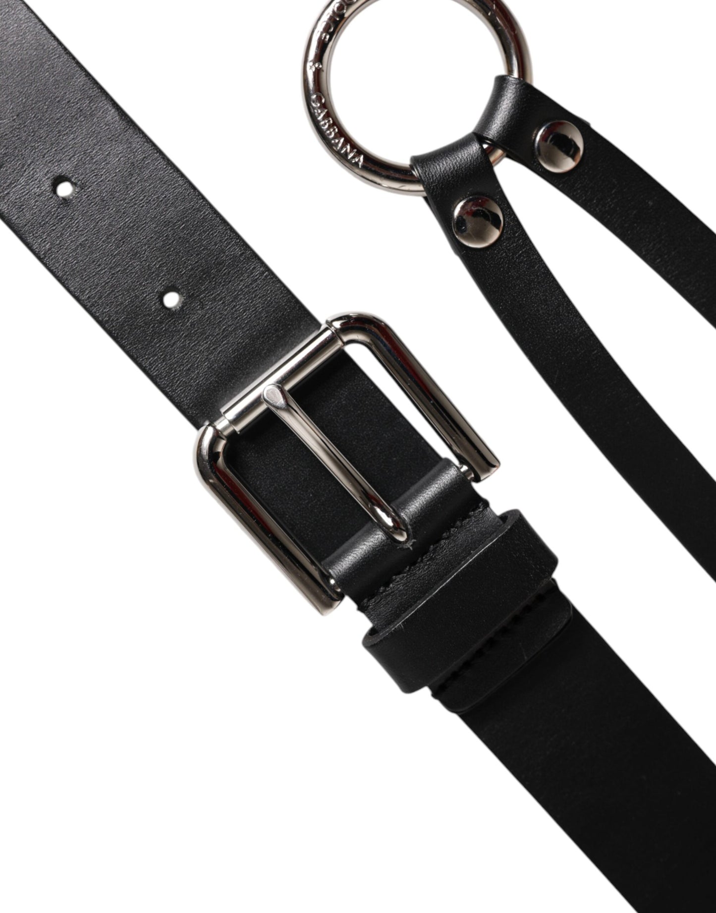 Dolce & Gabbana Black Leather Classic Metal Logo Buckle Belt