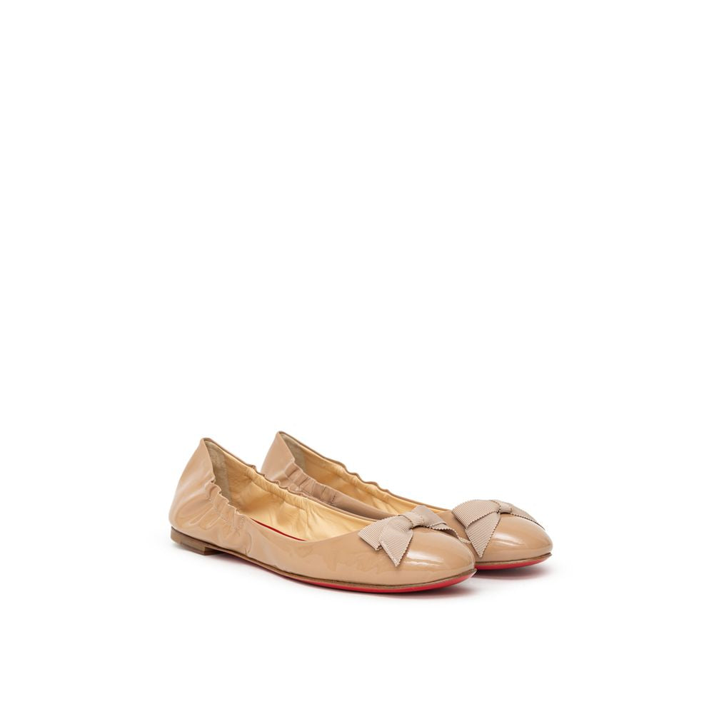 Beige Patent Leather Ballet Flat